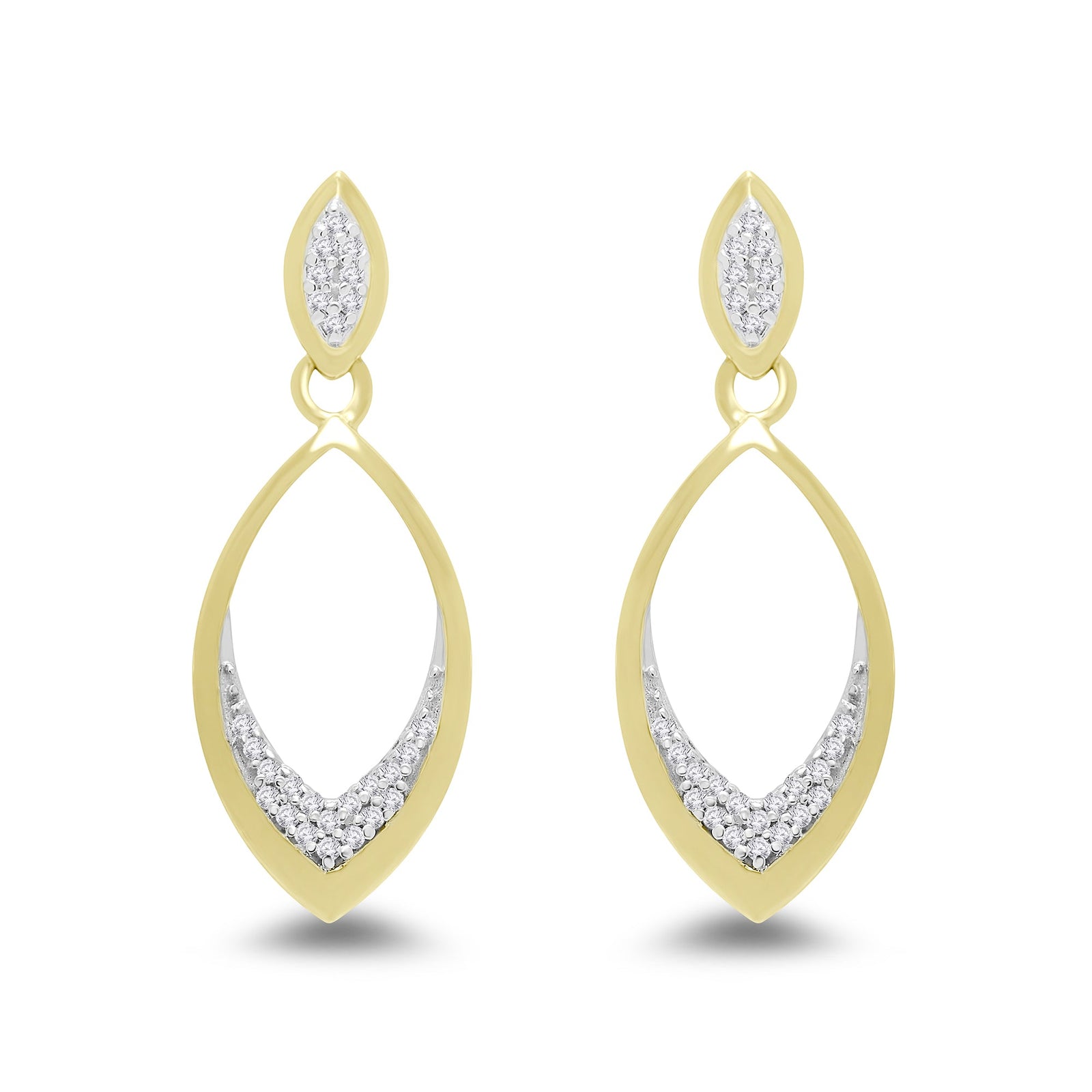 9ct gold diamond set drop earrings 0.08ct