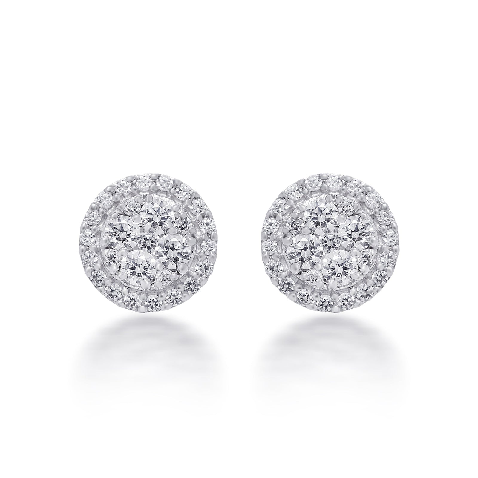 9ct white gold diamond set round cluster stud earrings 0.32ct