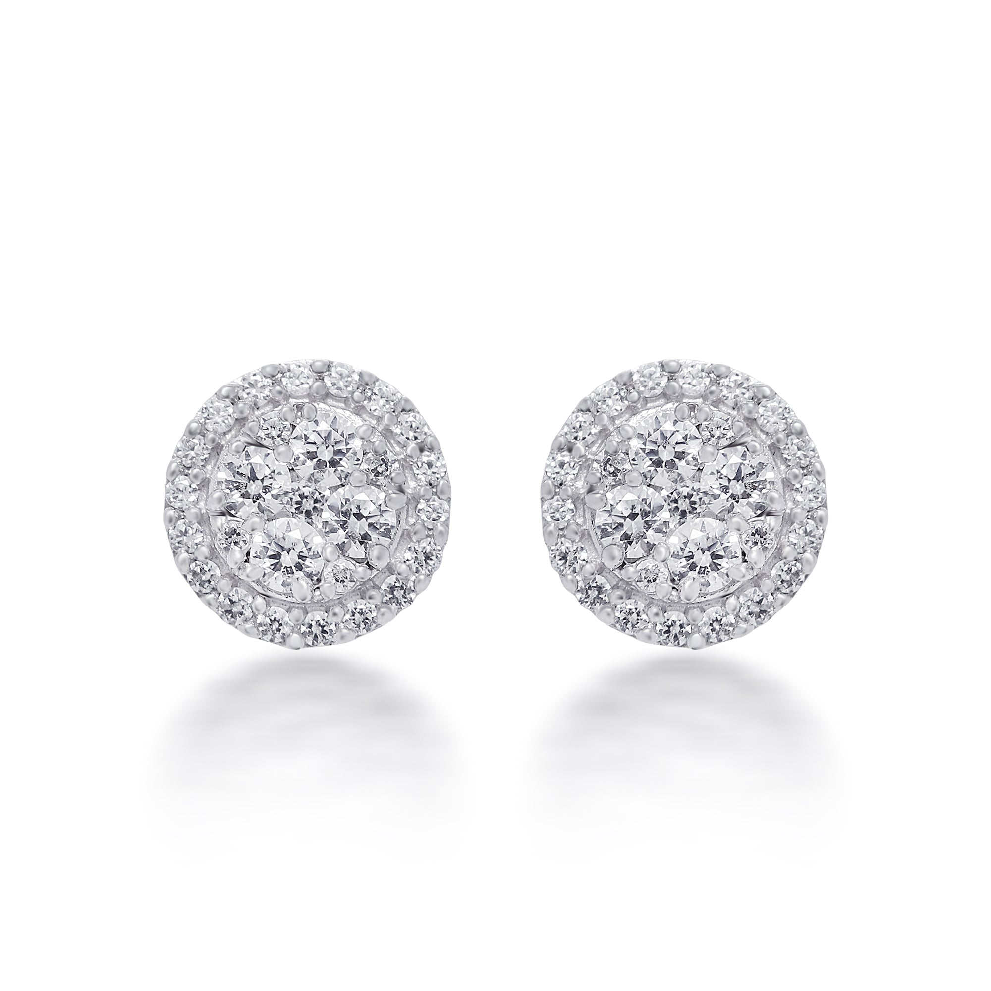 9ct white gold diamond set round cluster stud earrings 0.32ct