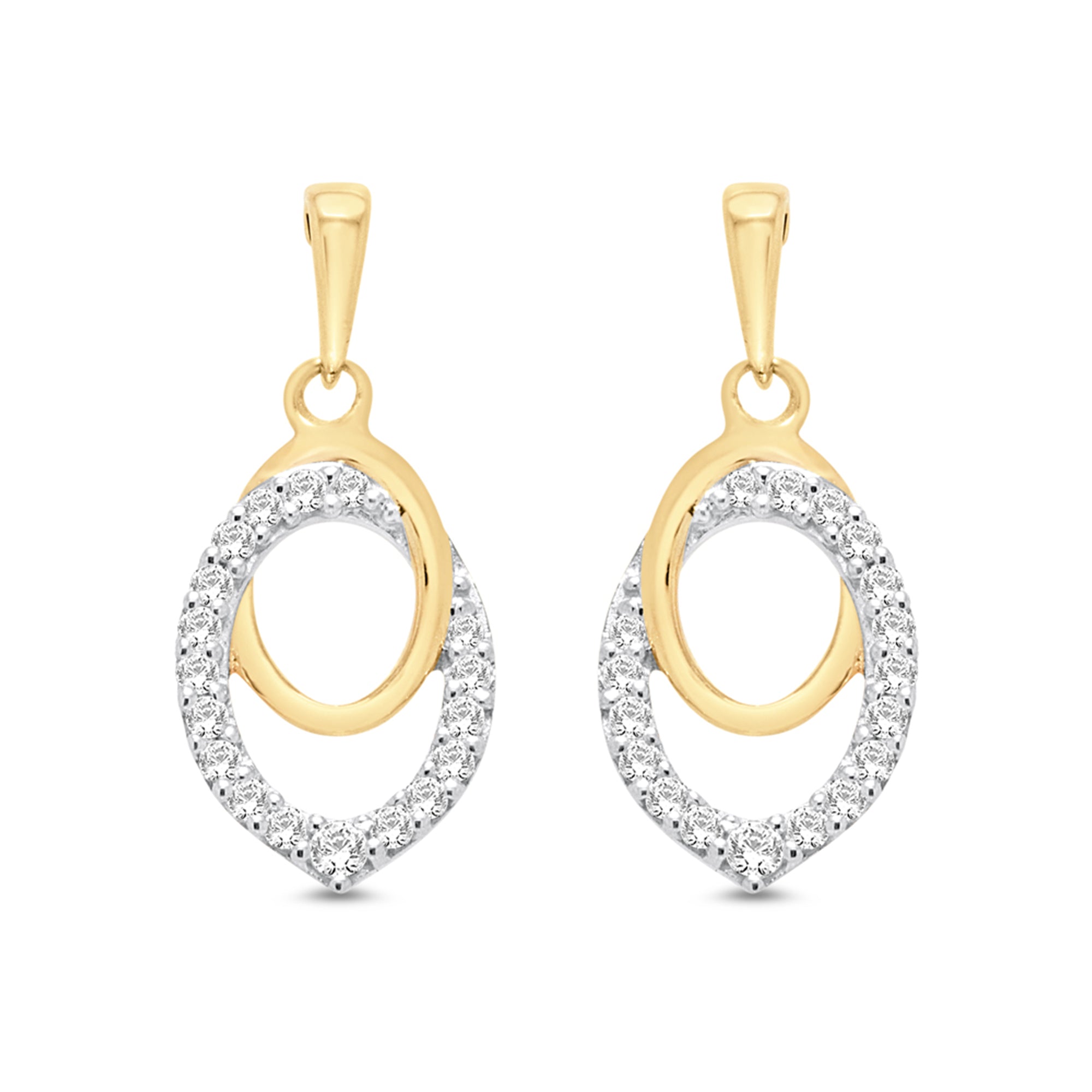 9ct gold diamond set drop earrings 0.14ct