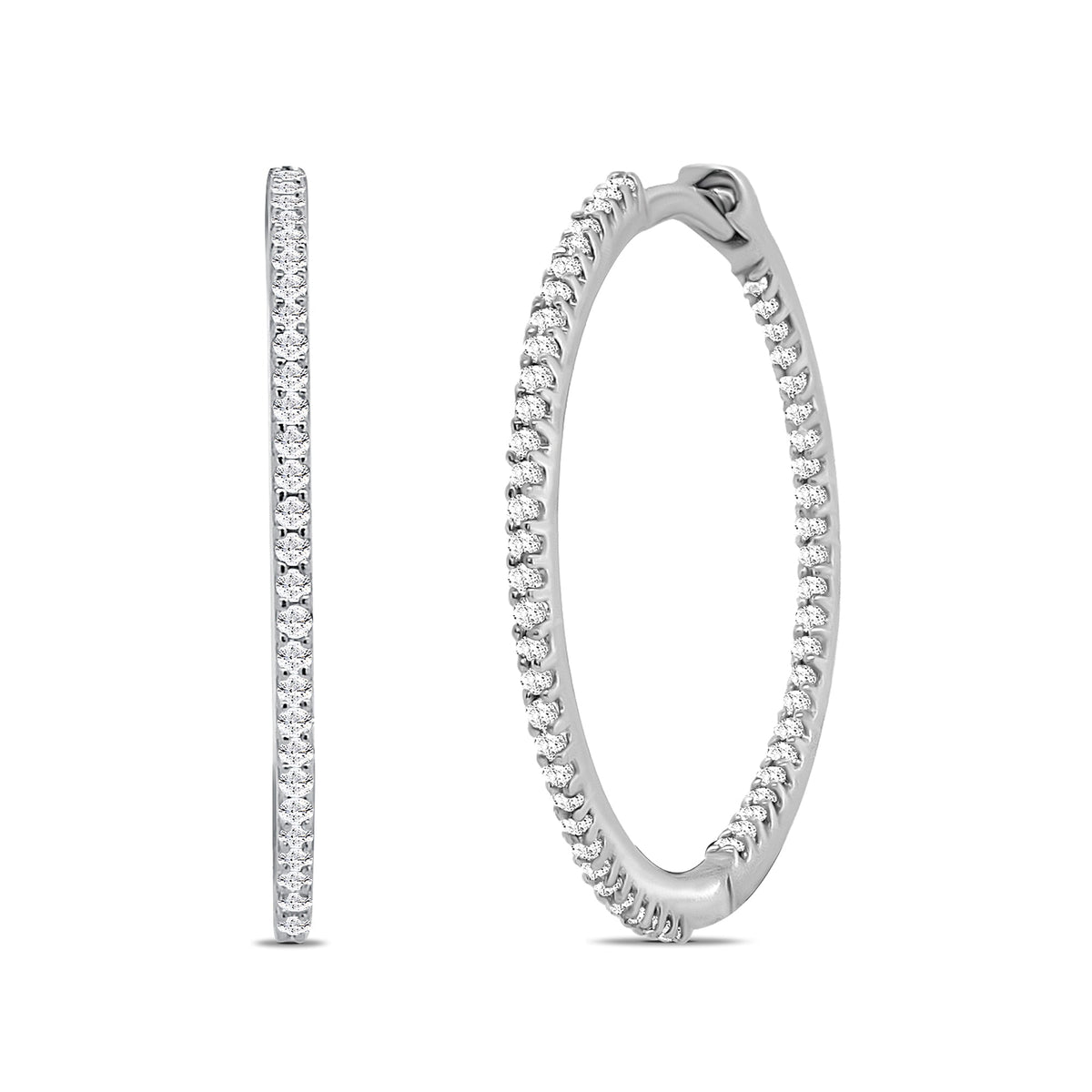 9ct white gold inside out diamond set huggy earrings 0.33ct