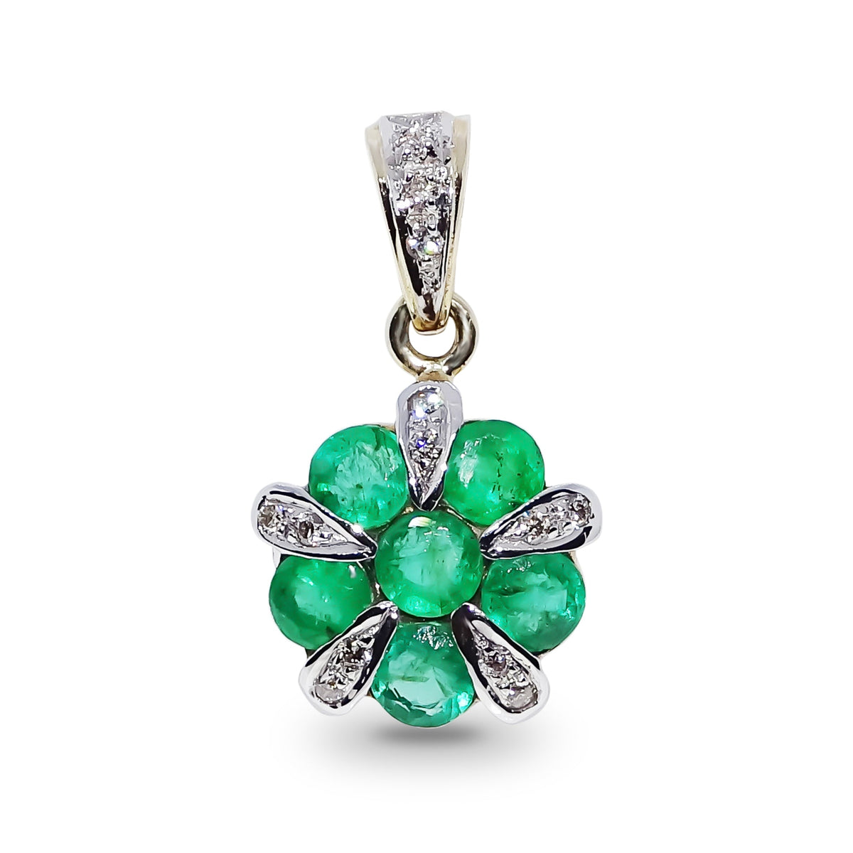 9ct emerald &amp; diamond pendant 0.06ct
