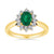 9ct gold 7x5mm oval emerald & miracle plate diamond cluster ring 0.04ct