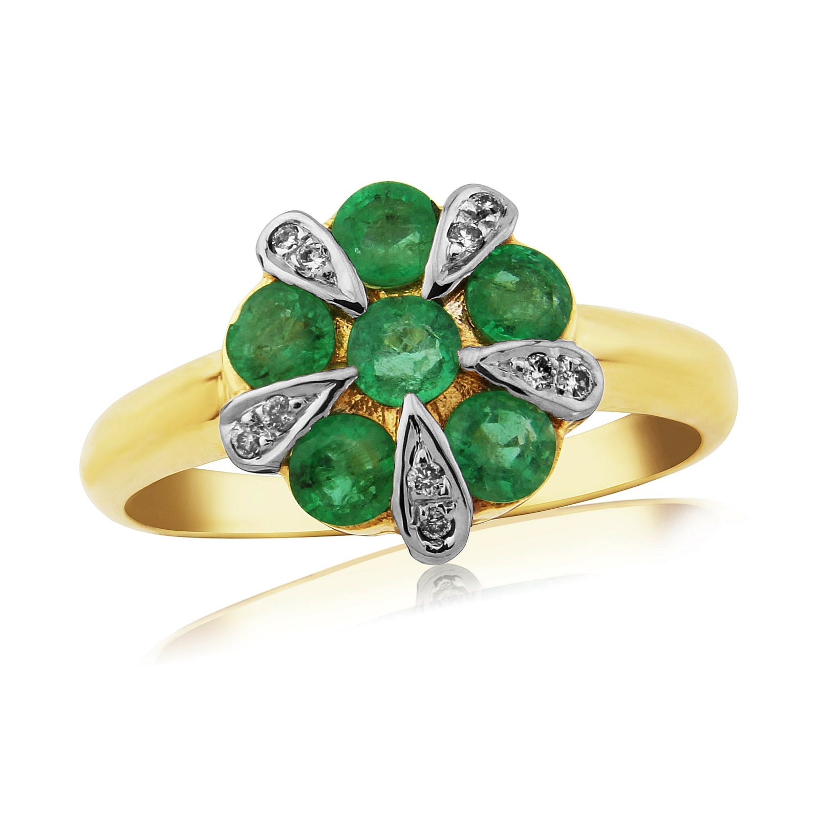 9ct emerald & diamond ring 0.06ct