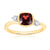 9ct gold 6mm cushion shape rub over set garnet & diamond ring 0.14ct