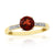 9ct gold 6mm round garnet & diamond ring 0.03ct