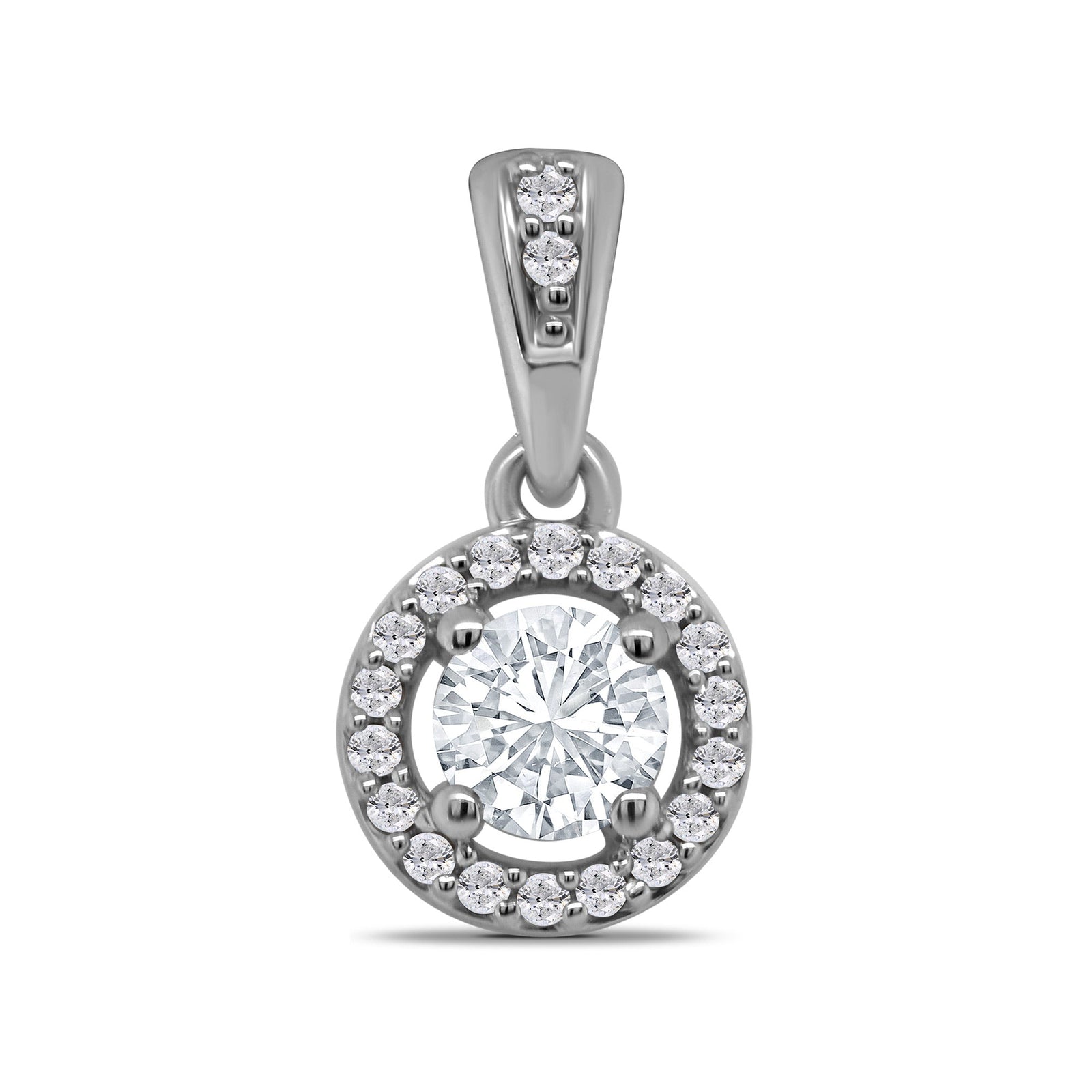 9ct white gold diamond set gap halo pendant 0.25ct