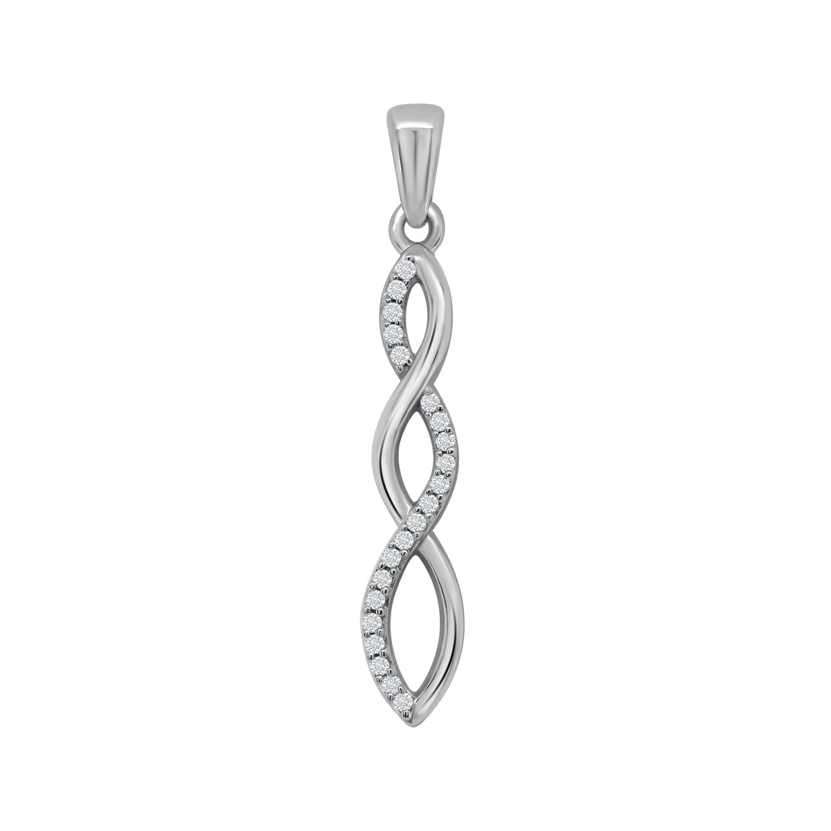 9ct white gold diamond set twist drop pendant 0.10ct