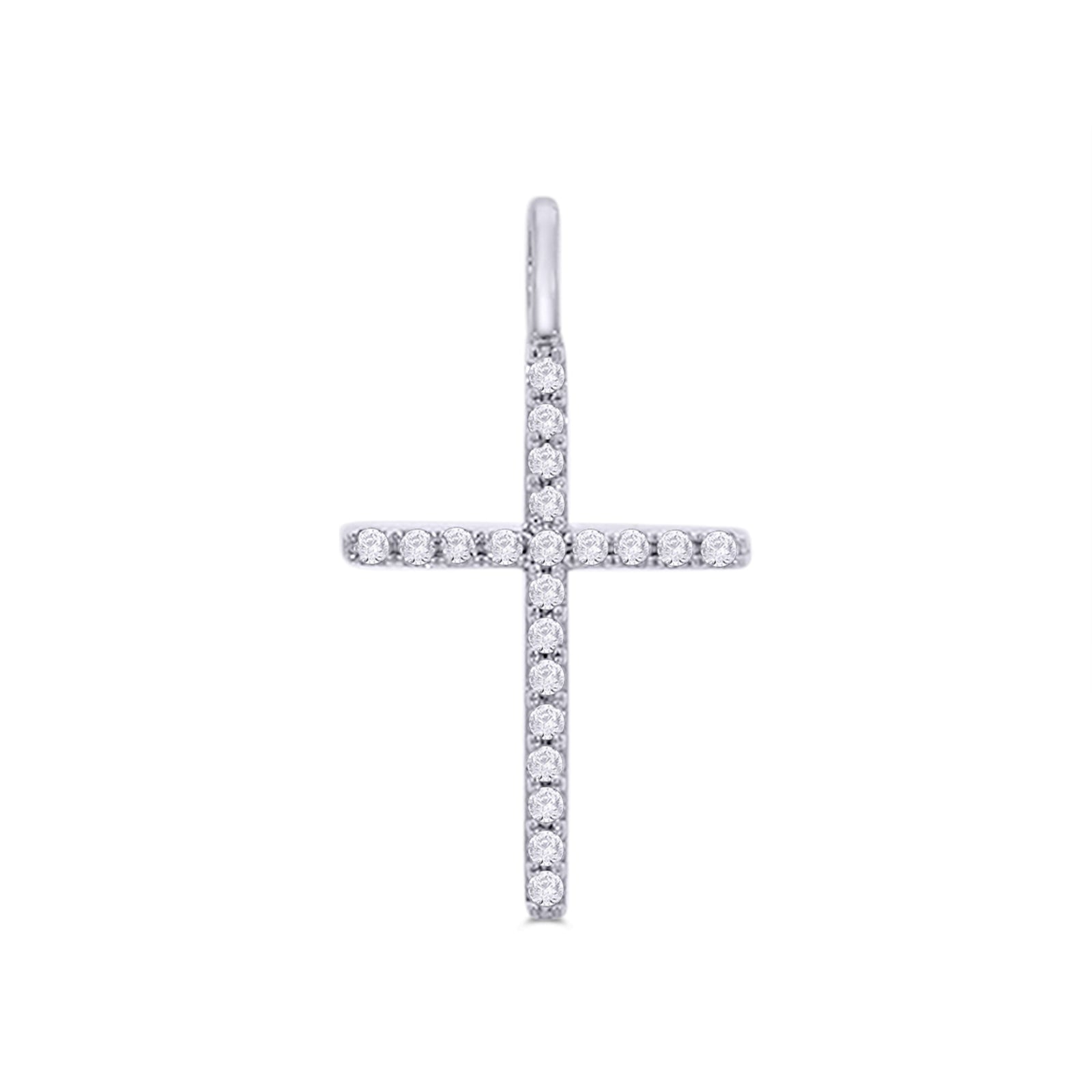 9ct white gold 20mm (plus bale) diamond set cross 0.21ct