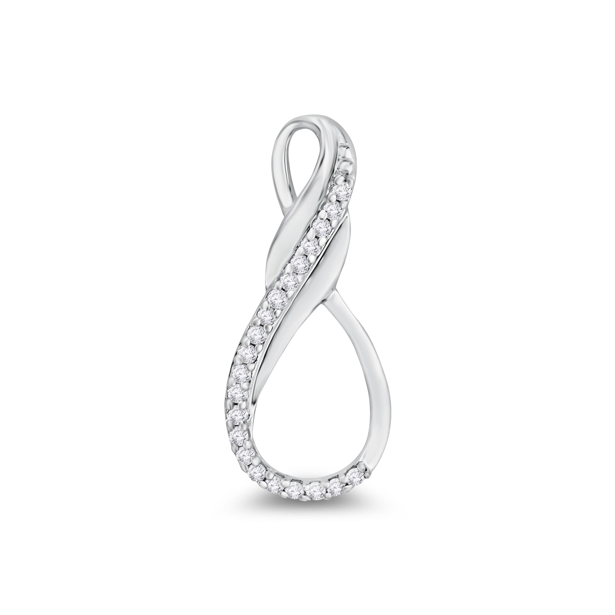 9ct white gold infinity diamond set stud pendant 0.09ct