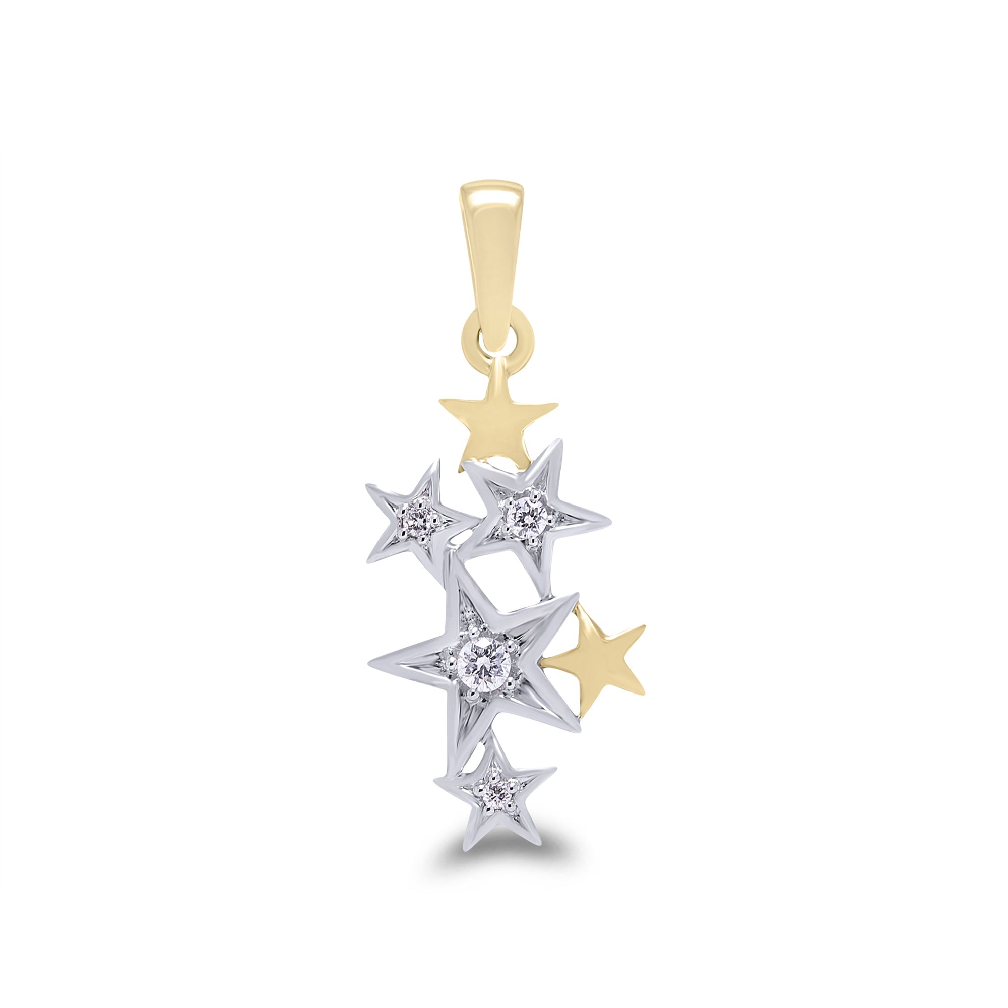 9ct white/yellow diamond set stars pendant 0.08ct