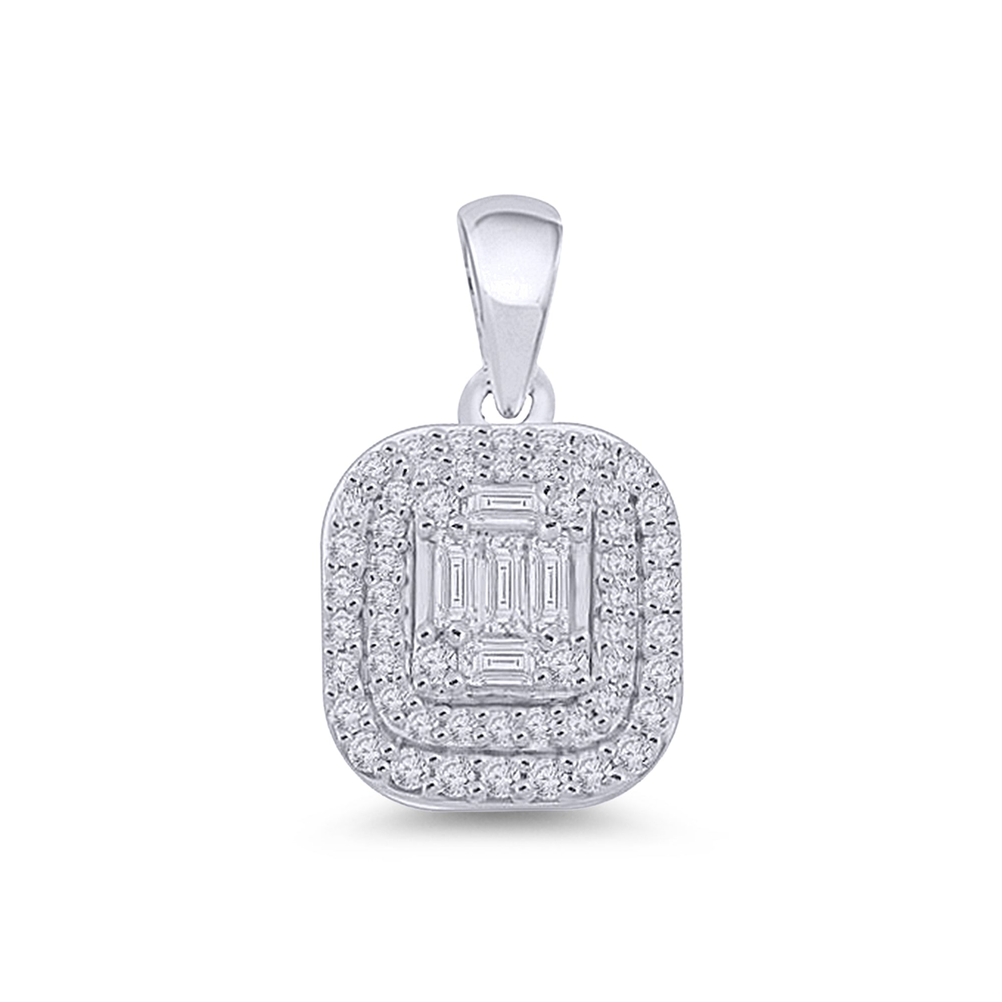 9ct white gold brilliant & baguette cut diamond pendant 0.45ct