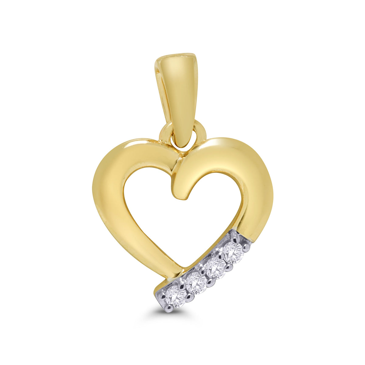 9ct gold diamond set heart pendant 0.05ct