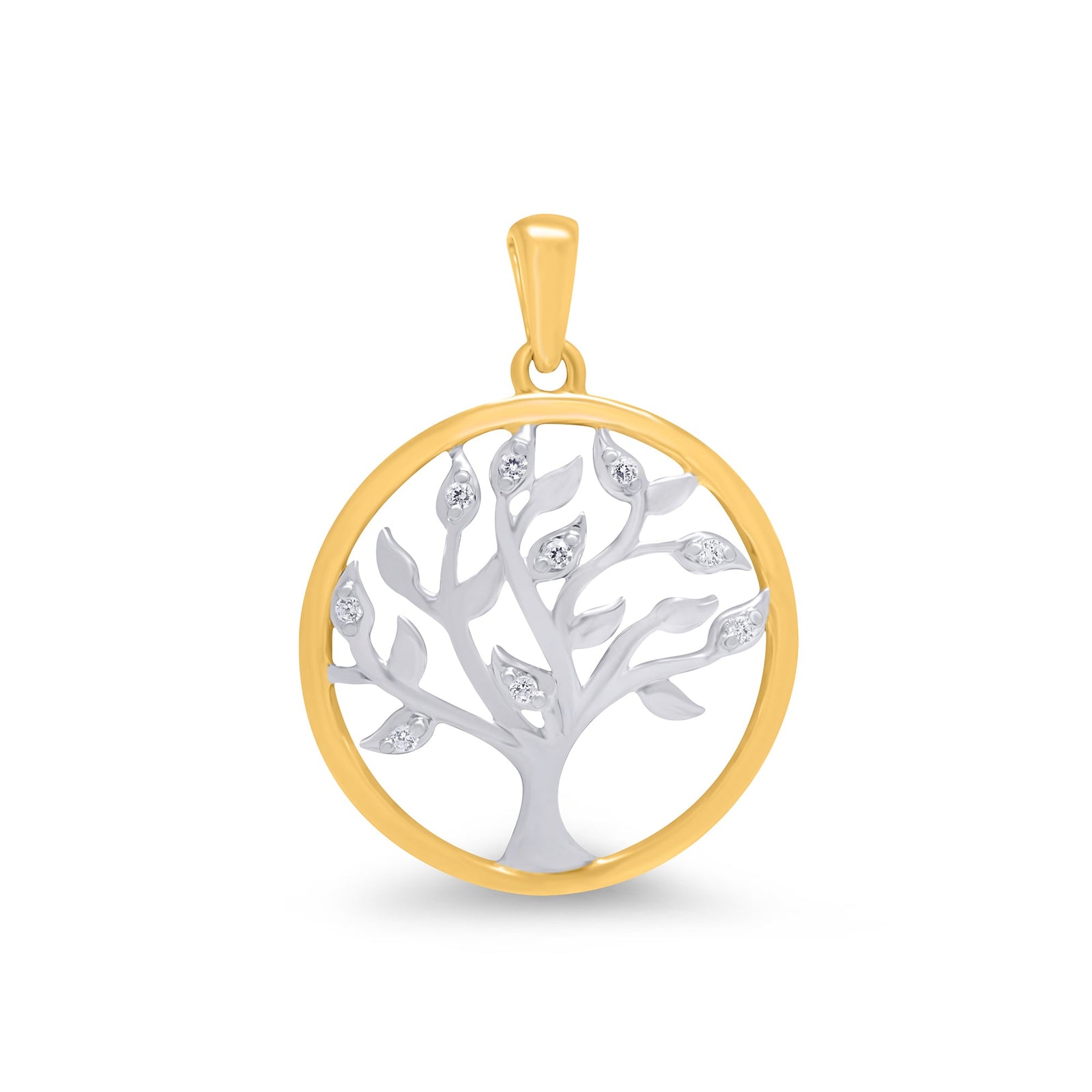 9ct gold 20mm diamond set tree of life pendant 0.05ct