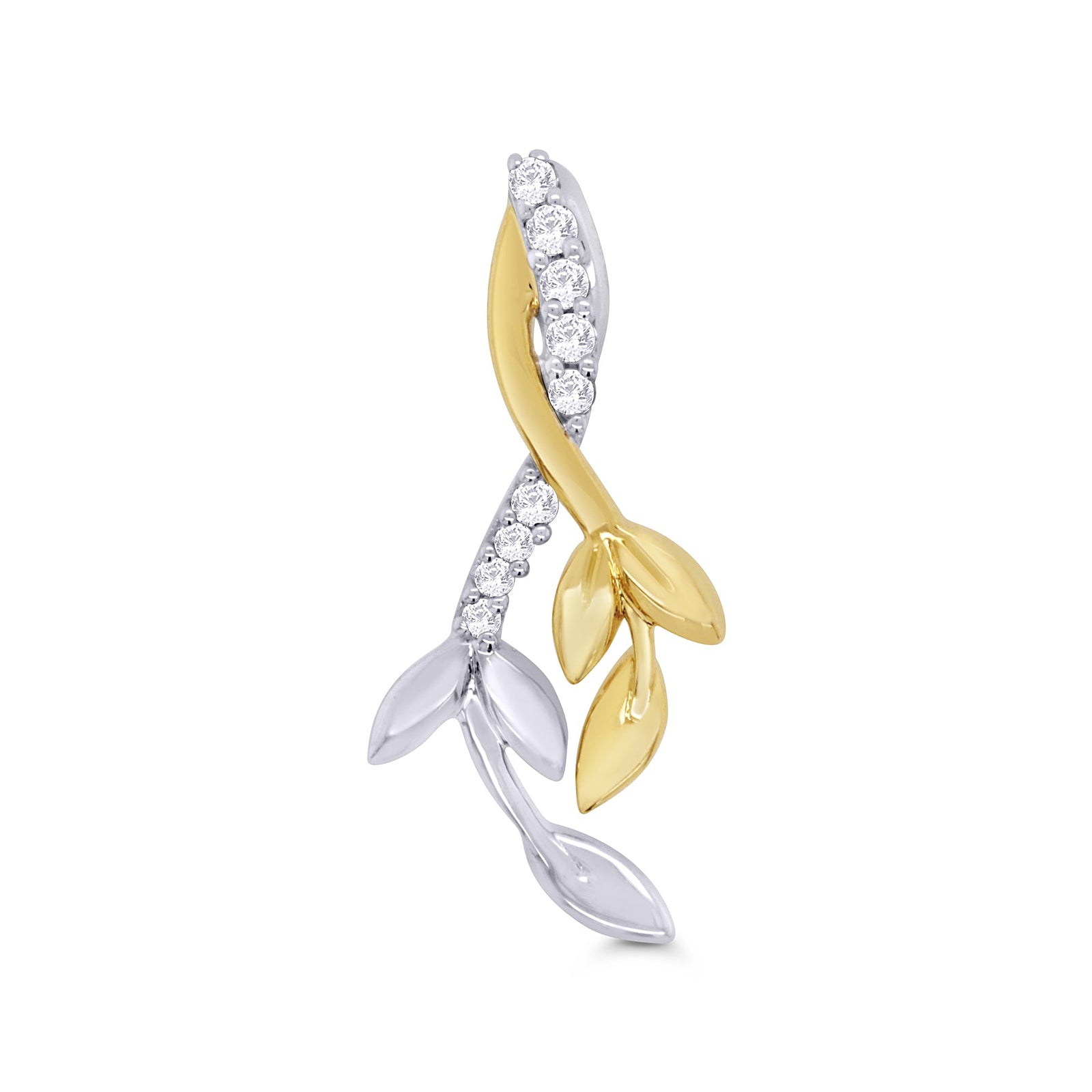 9ct gold diamond set leaf pendant 0.05ct