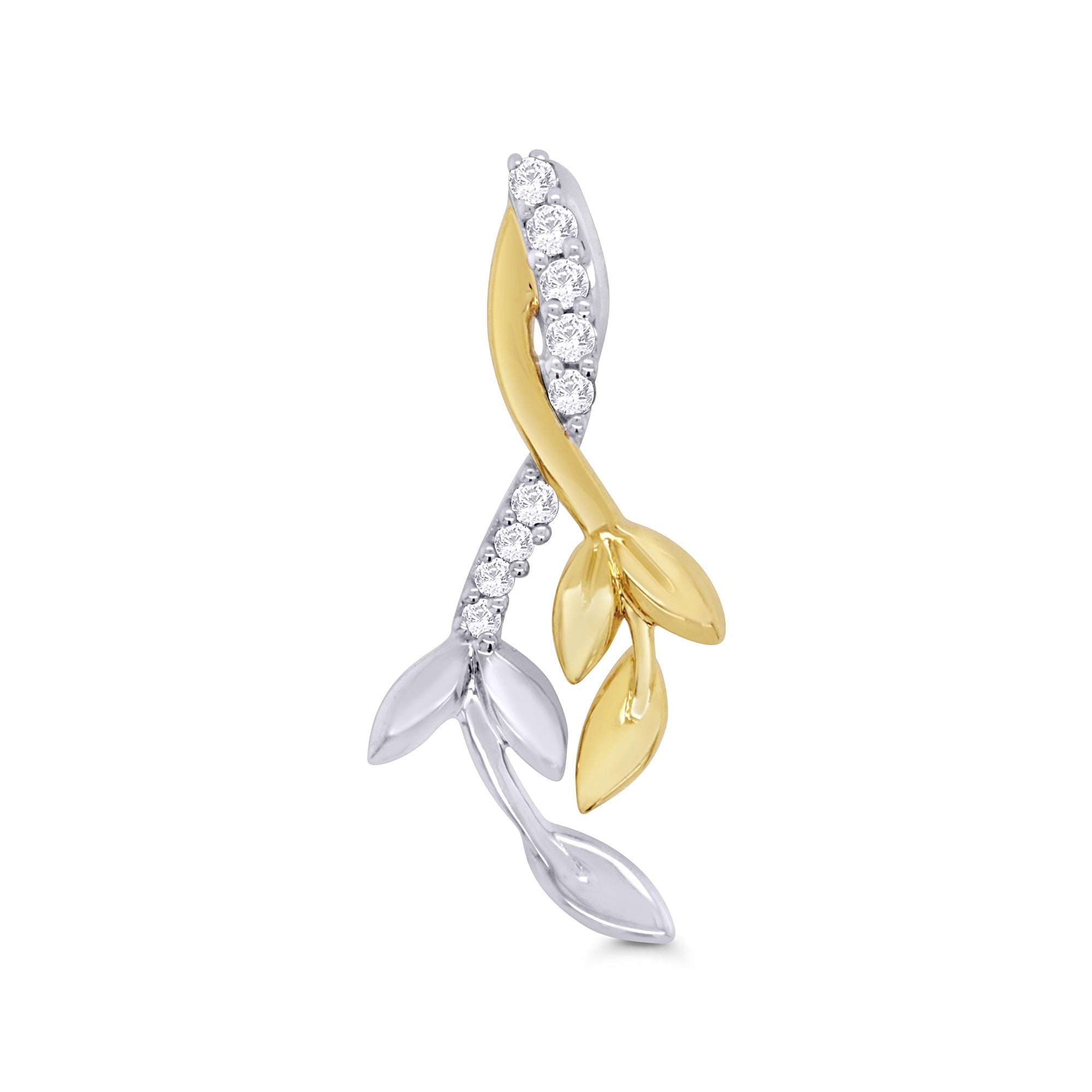 9ct gold diamond set leaf pendant 0.05ct