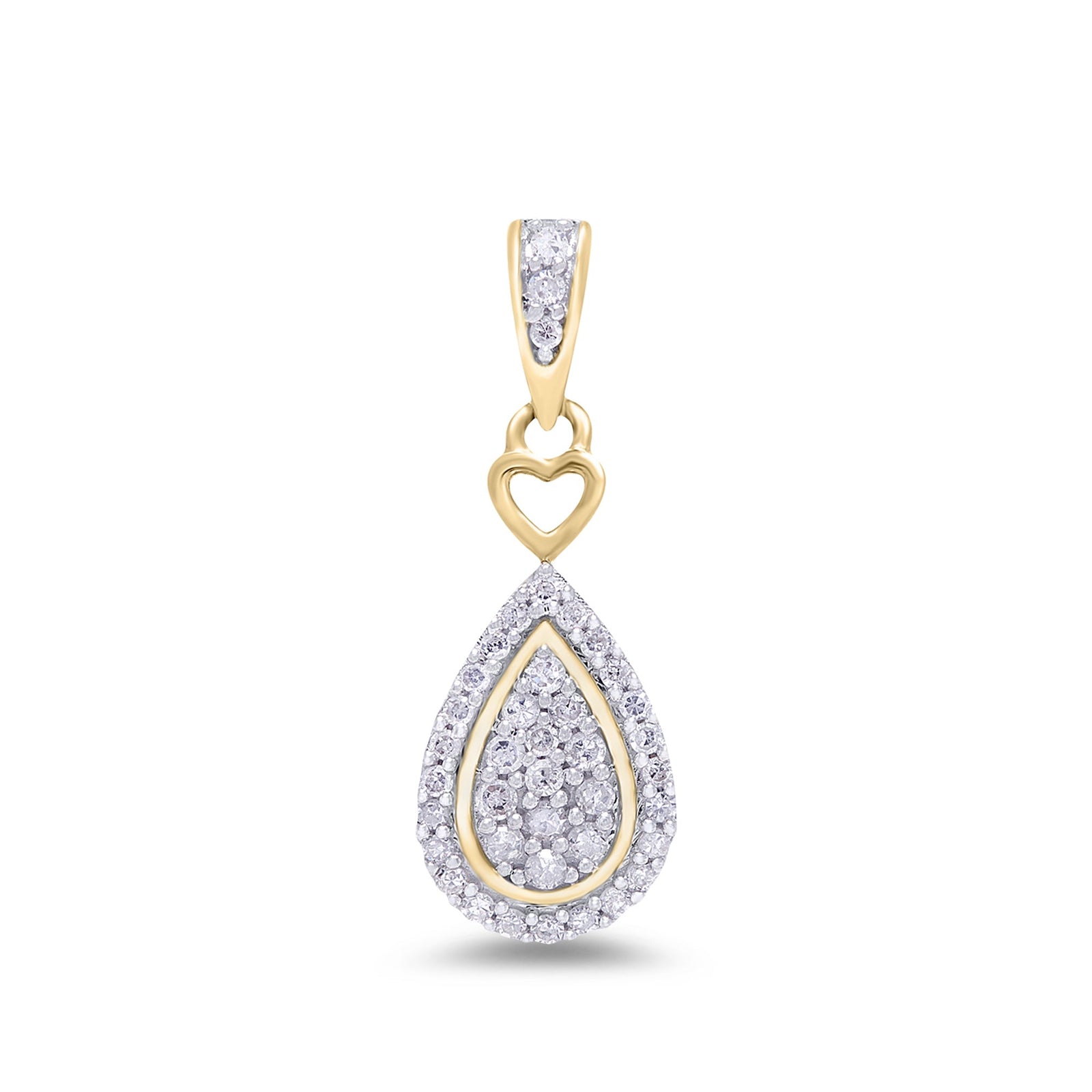 9ct gold pear shape diamond cluster pendant 0.20ct