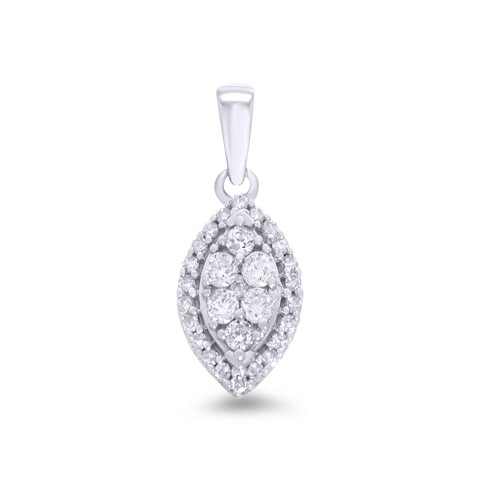 9ct white gold marquise shape diamond cluster pendant 0.25ct