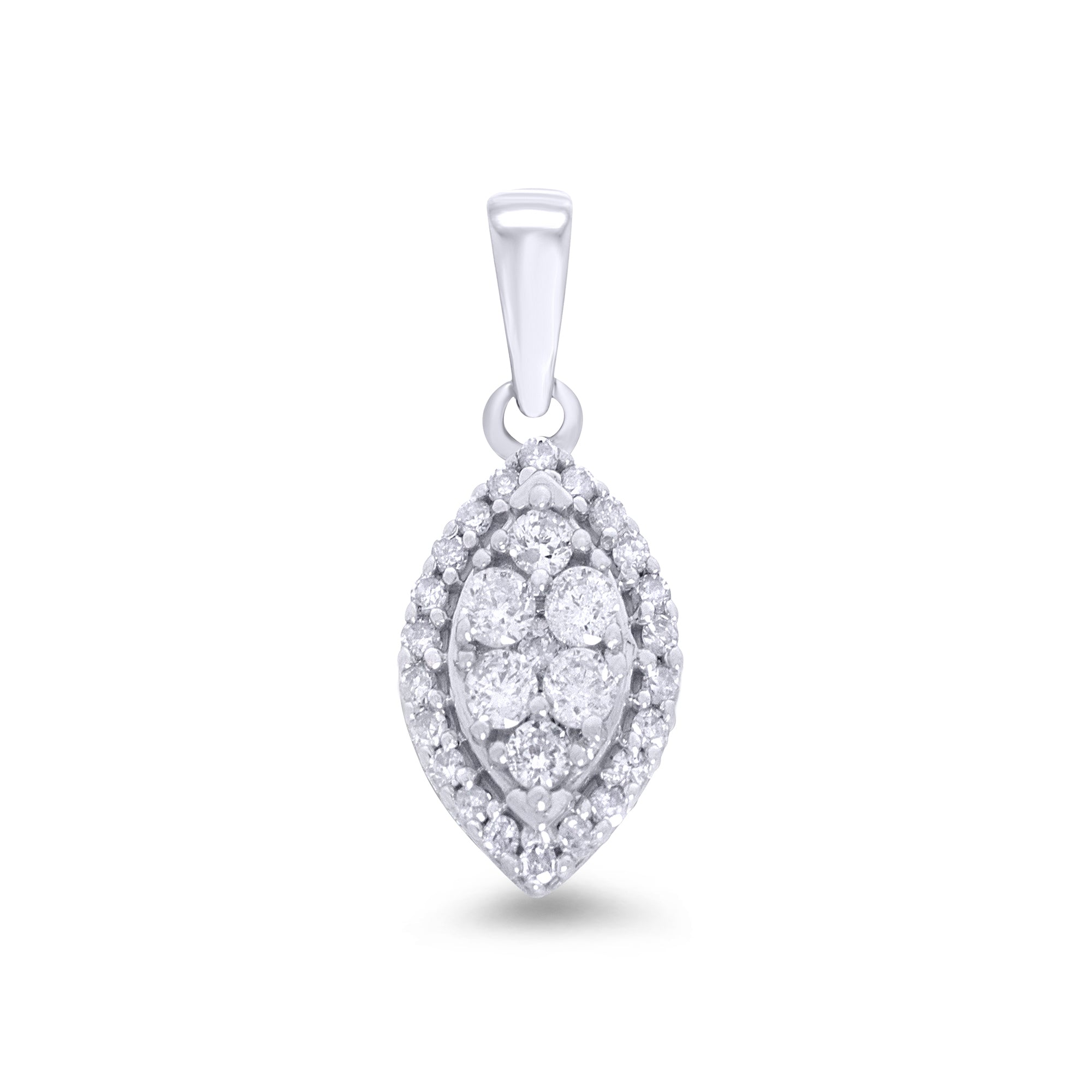 9ct white gold marquise shape diamond cluster pendant 0.25ct