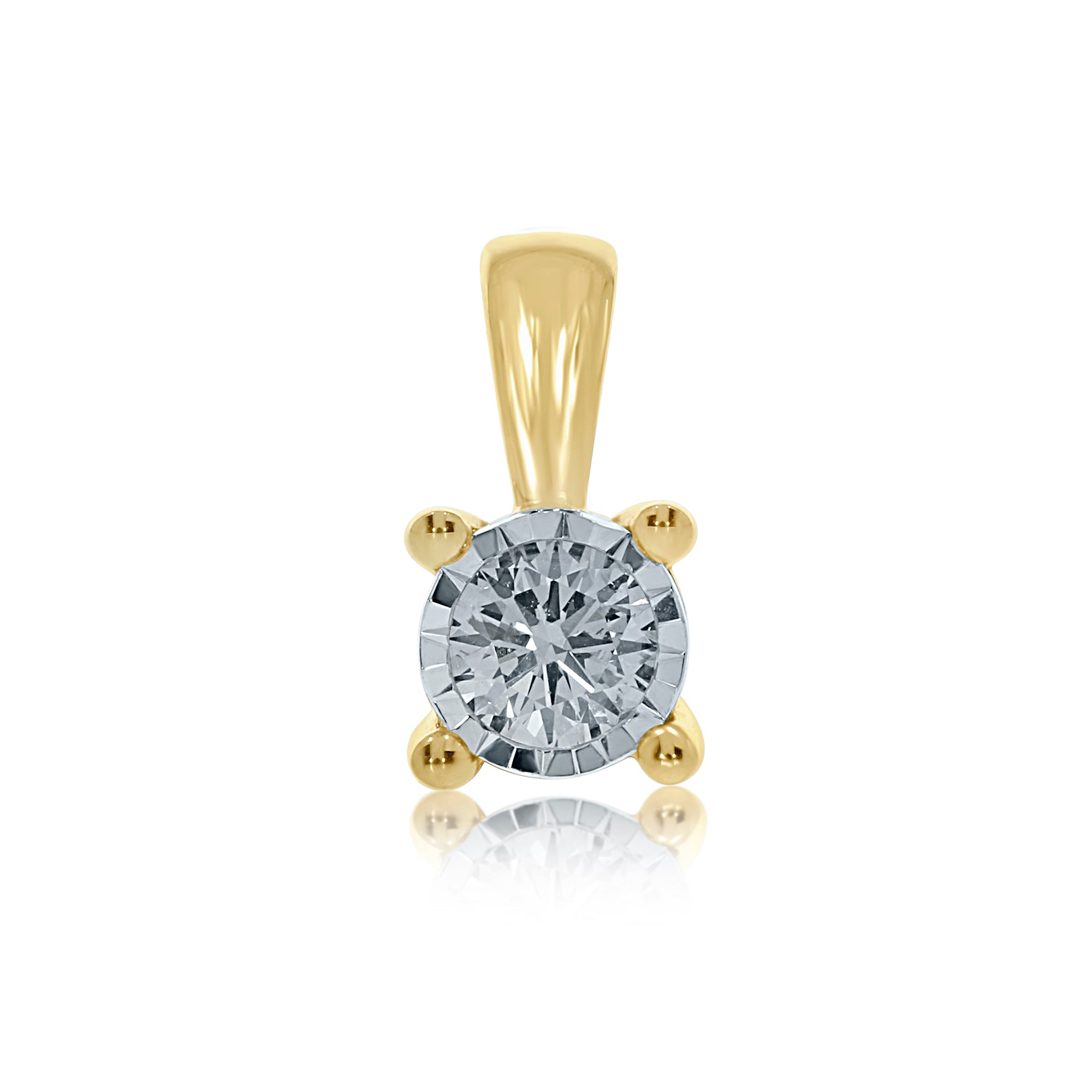 9ct gold single stone miracle plate diamond pendant 0.25ct