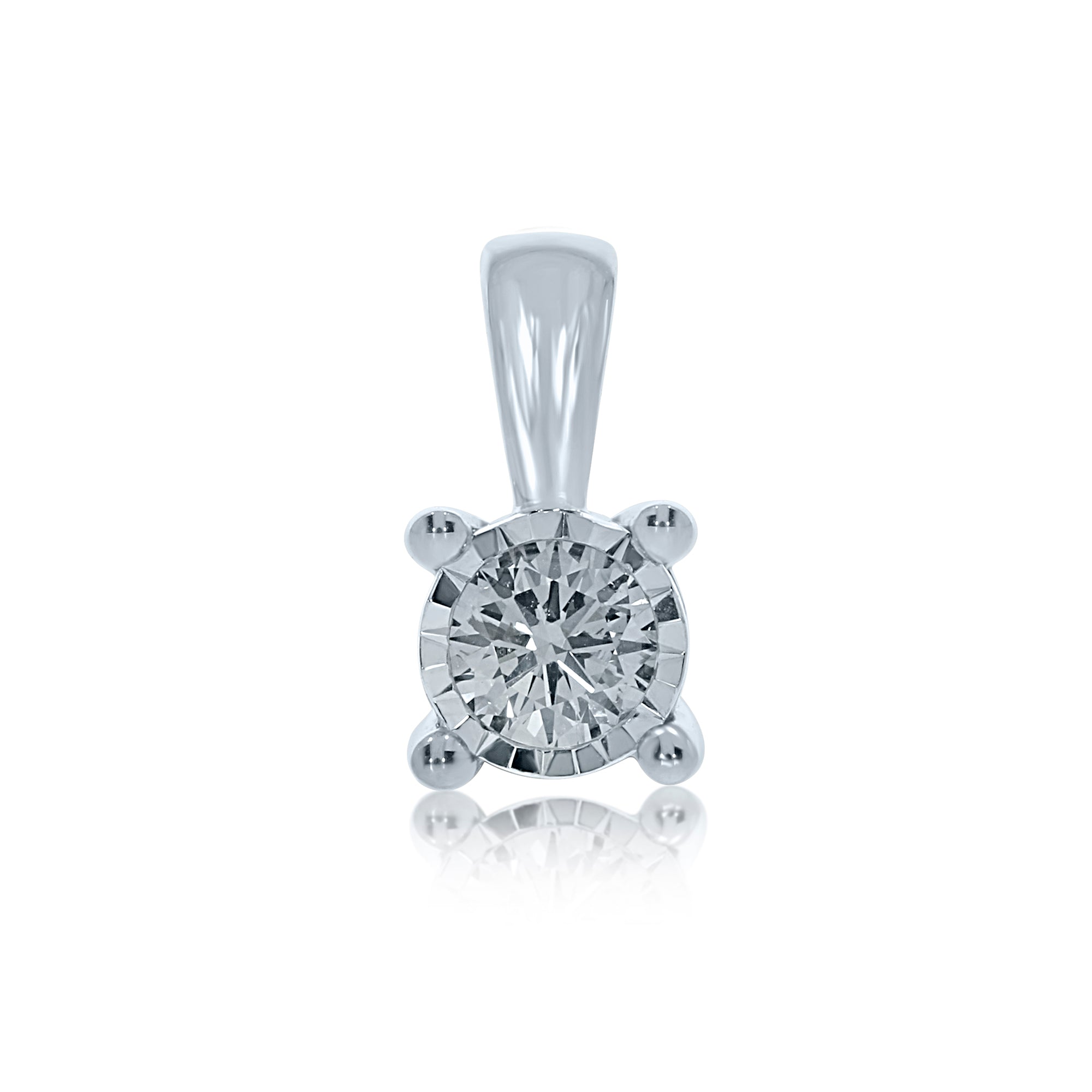 9ct white gold single stone miracle plate diamond pendant 0.25ct