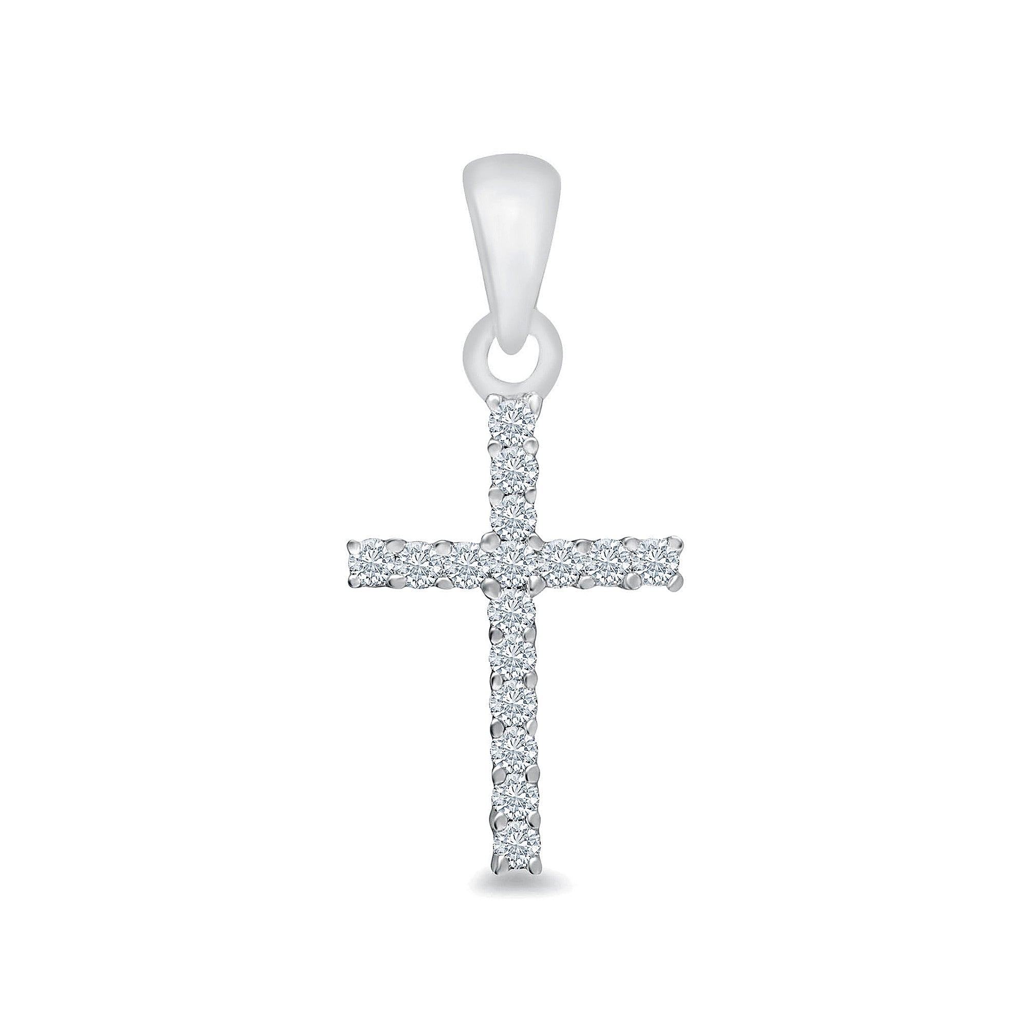 9ct white gold 11mm (plus bale) diamond set cross 0.06ct