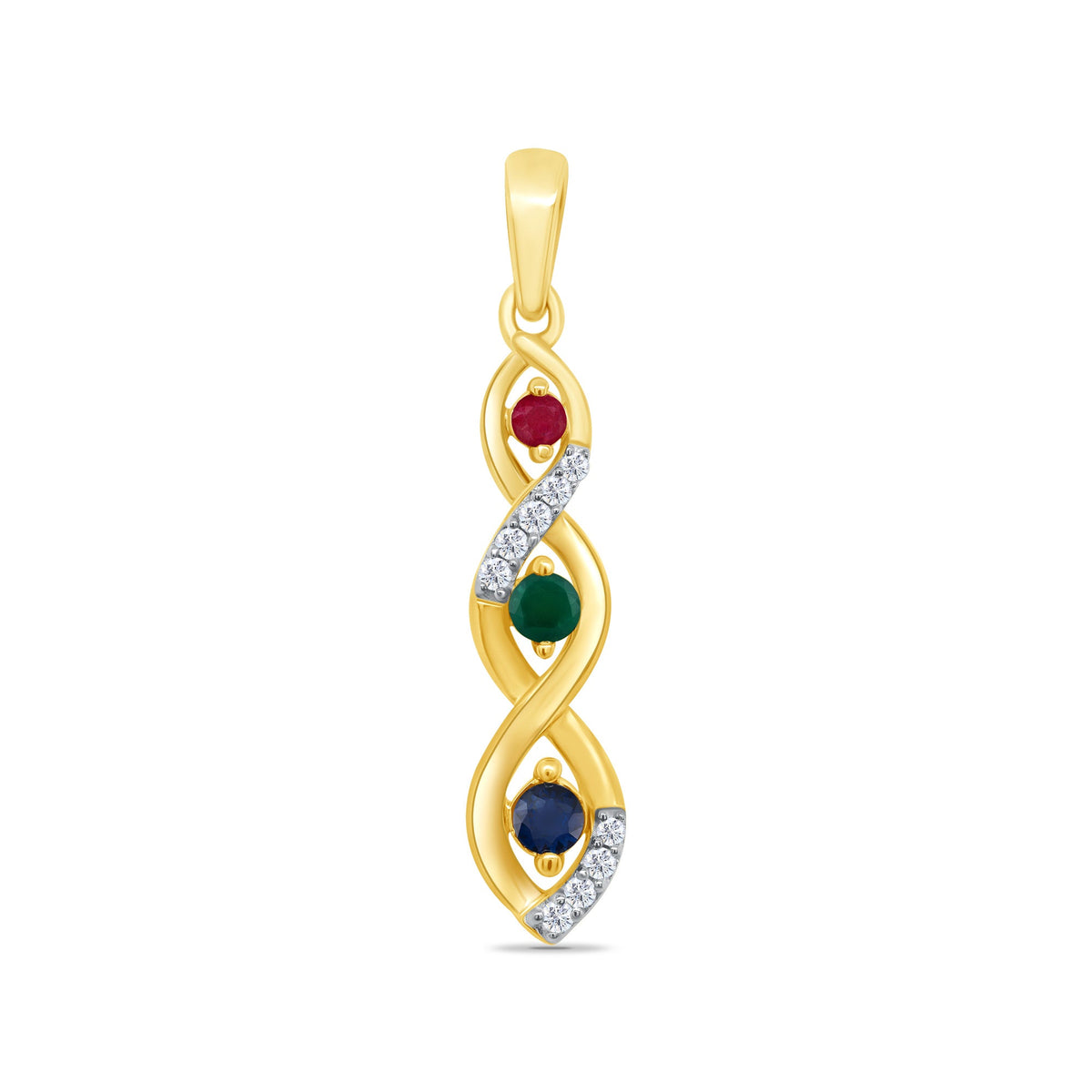 9ct gold ruby/sapphire/emerald &amp; diamond pendant 0.04ct