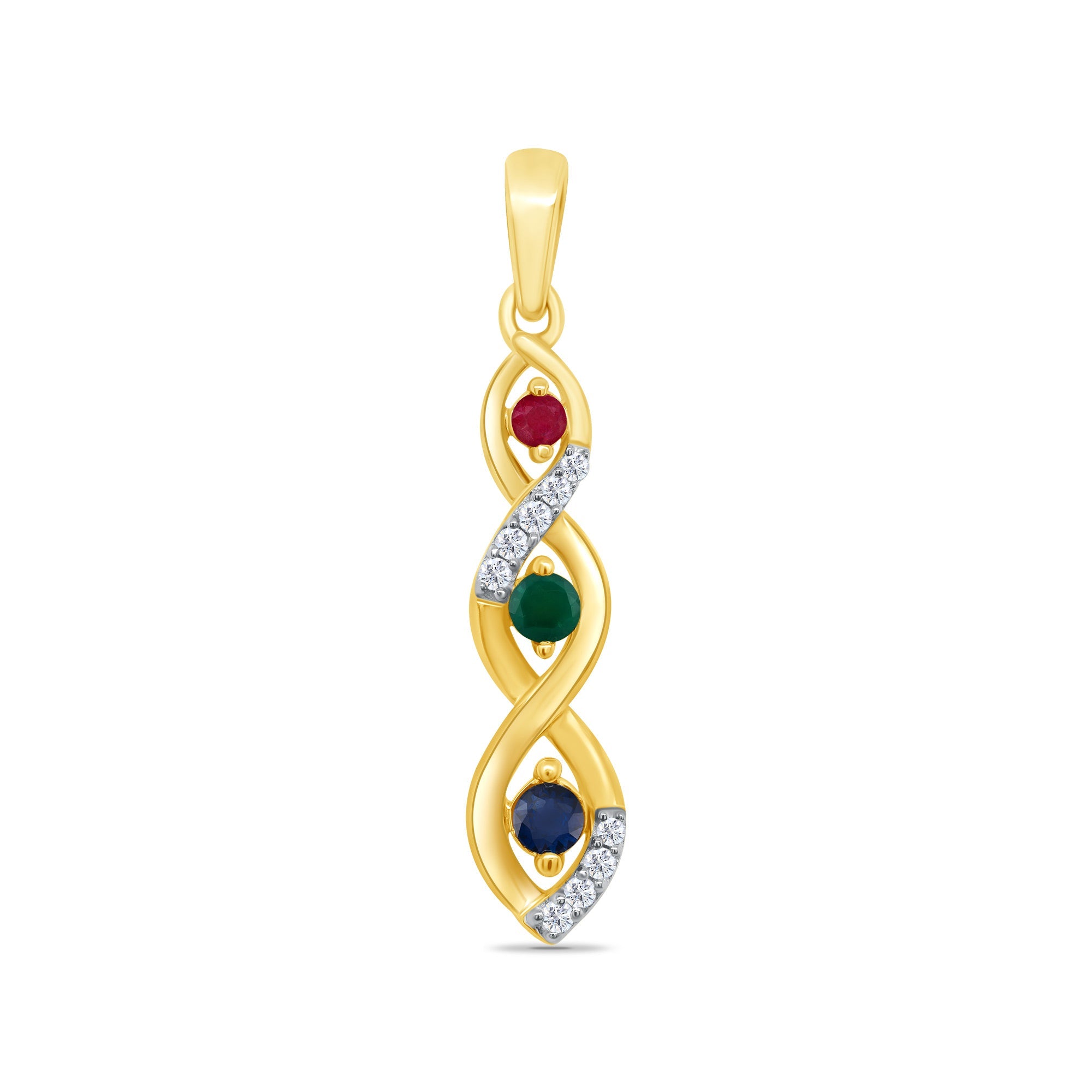 9ct gold ruby/sapphire/emerald & diamond pendant 0.04ct