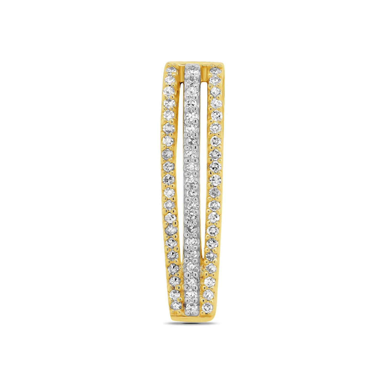 9ct gold triple row diamond drop pendant 0.25ct