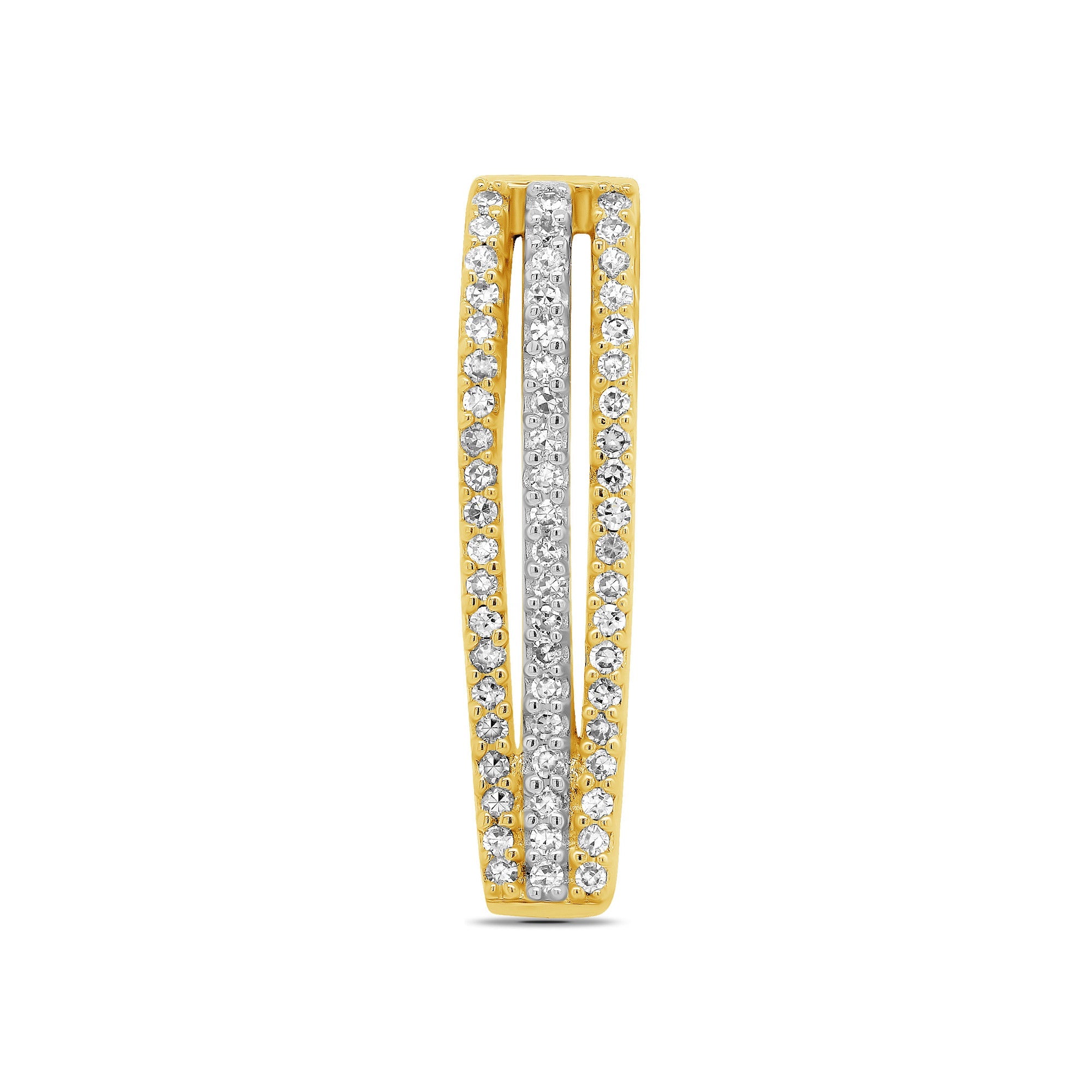 9ct gold triple row diamond drop pendant 0.25ct