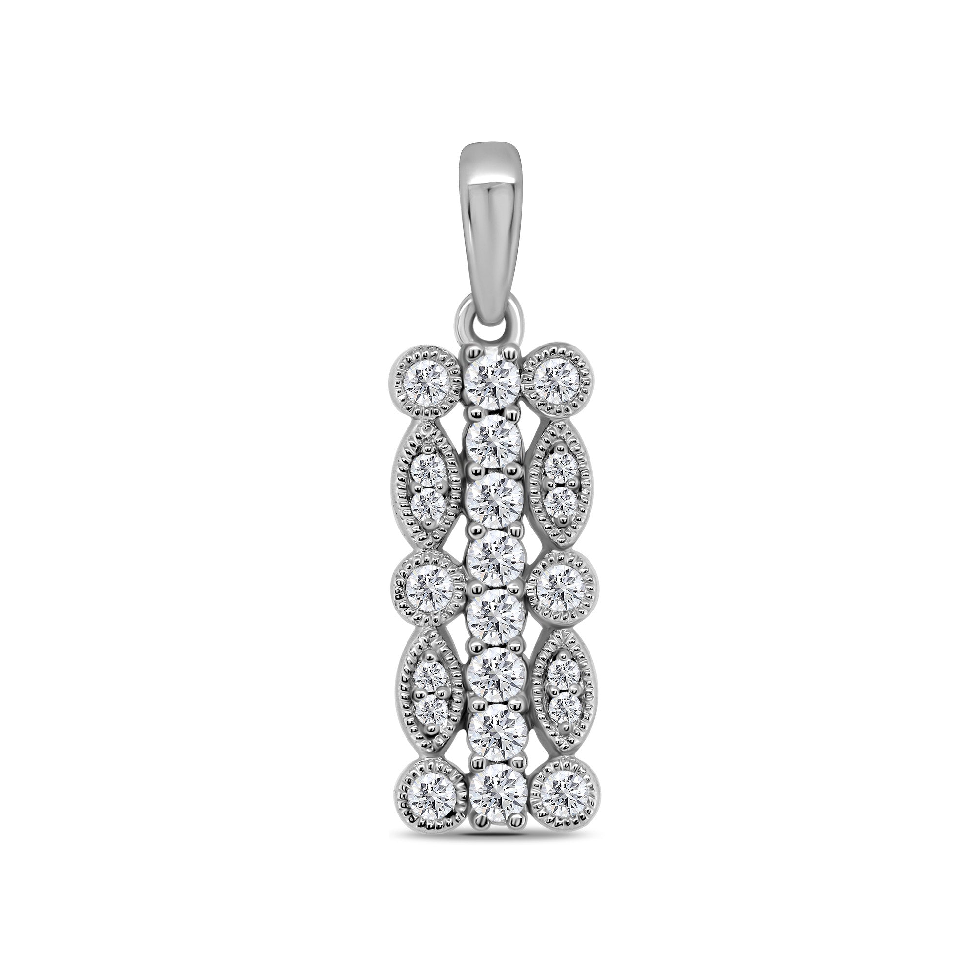 9ct white gold triple row diamond bar pendant 0.27ct