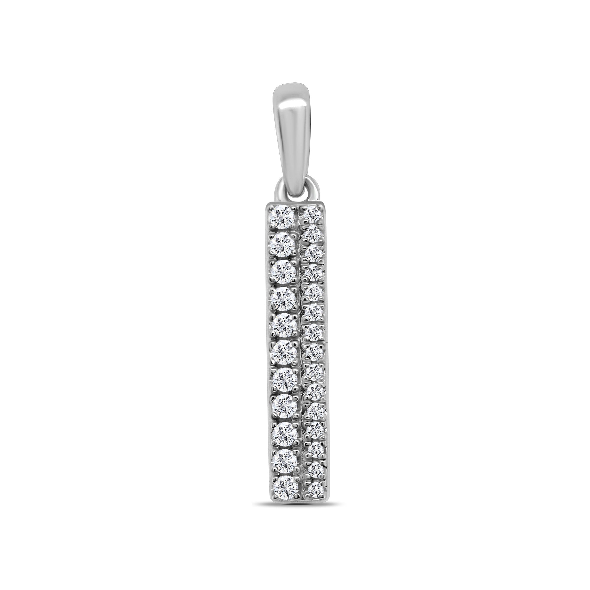 9ct white gold double row diamond bar pendant 0.13ct