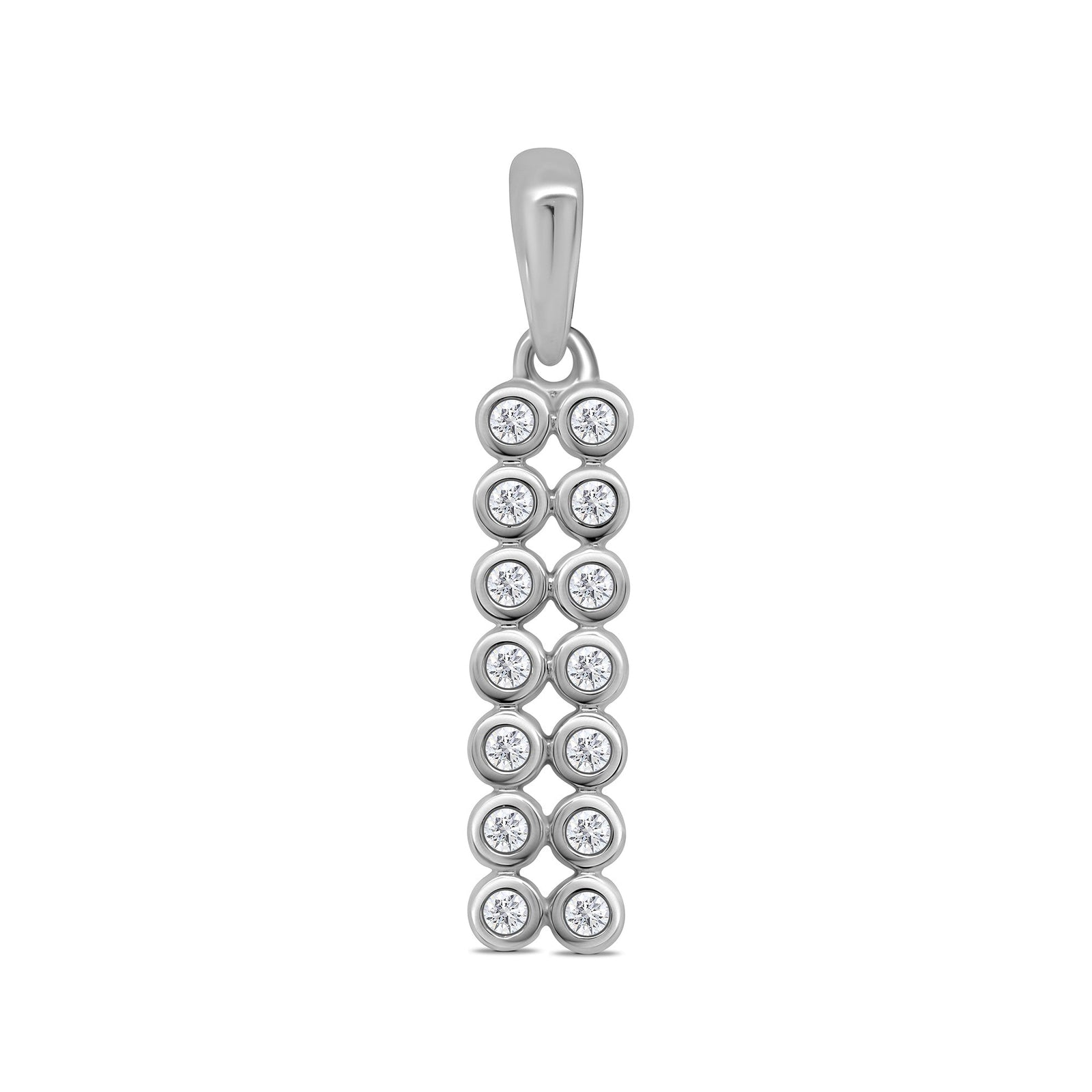 9ct white gold double row diamond bar pendant 0.10ct