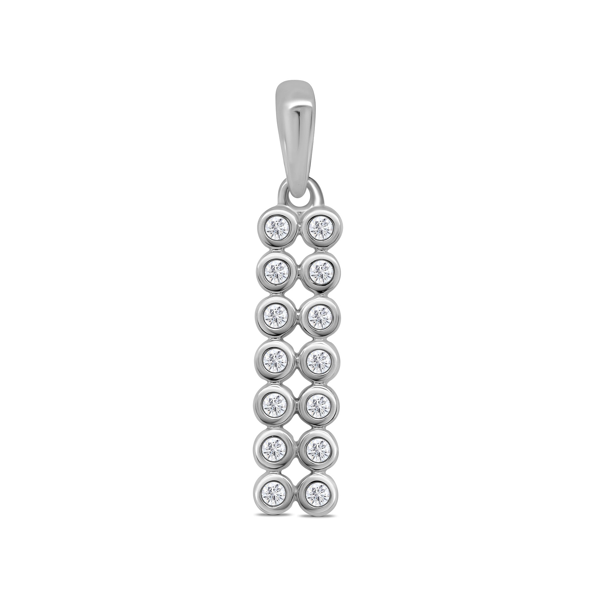 9ct white gold double row diamond bar pendant 0.10ct