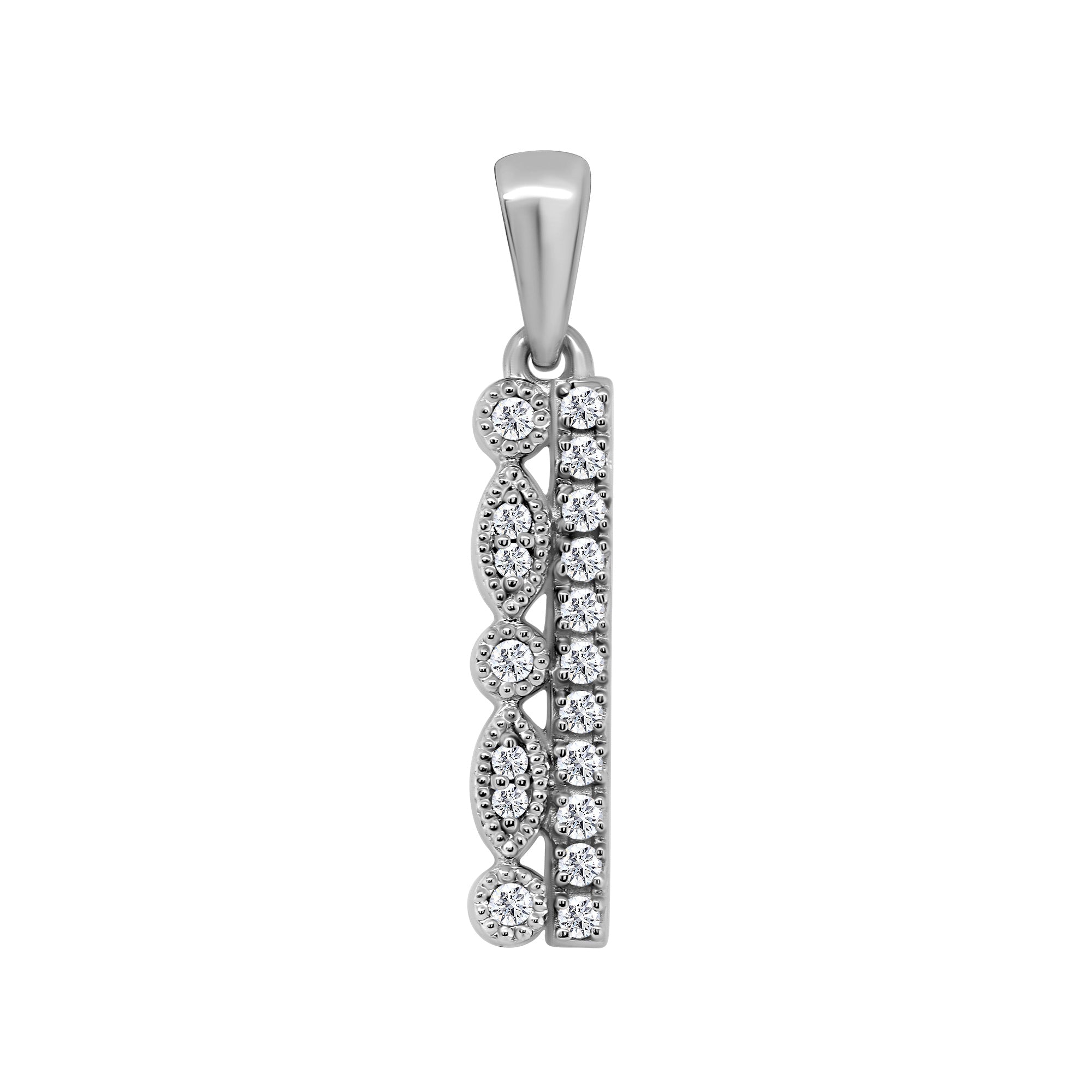 9ct white gold double row diamond bar pendant 0.13ct