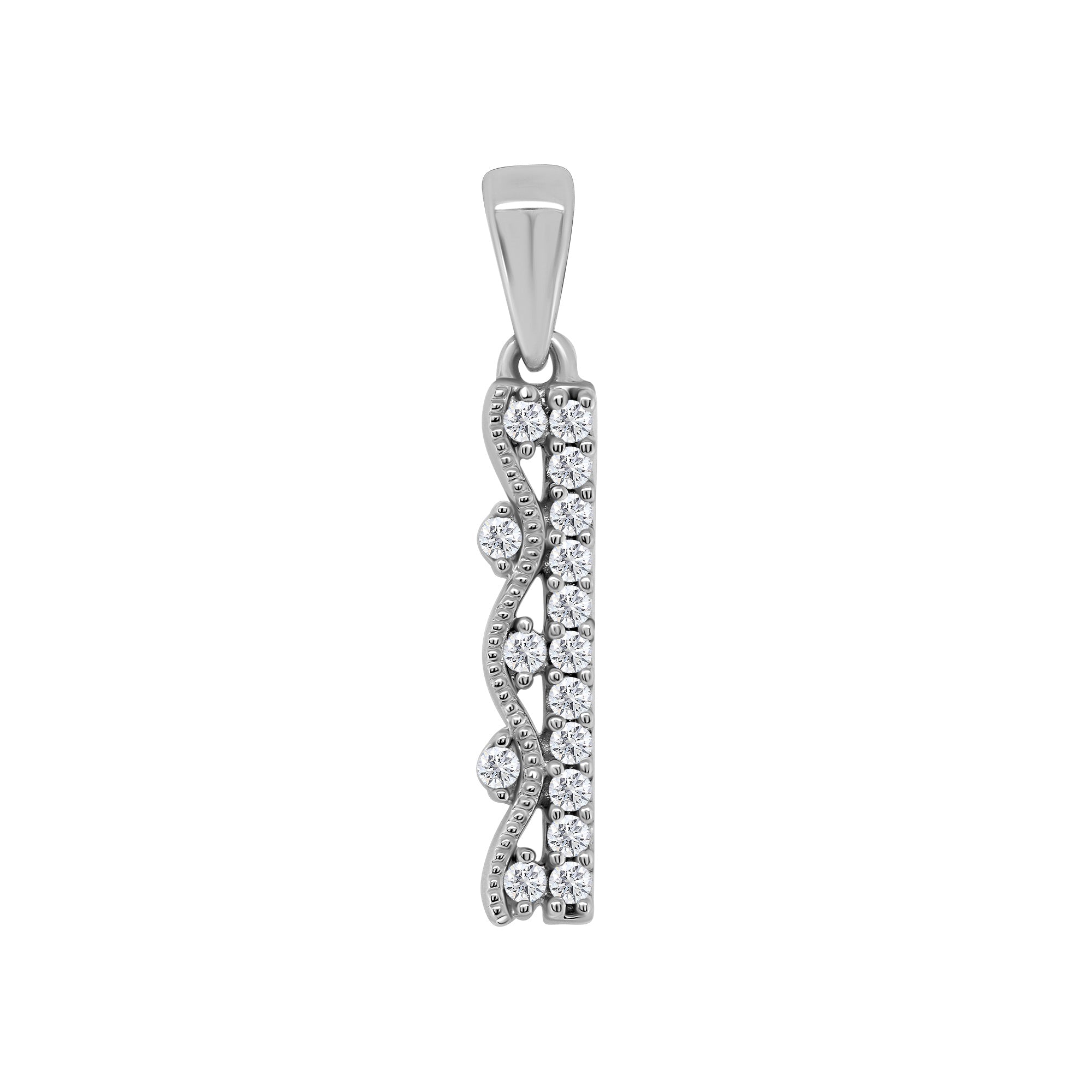 9ct white gold double row diamond bar pendant 0.11ct