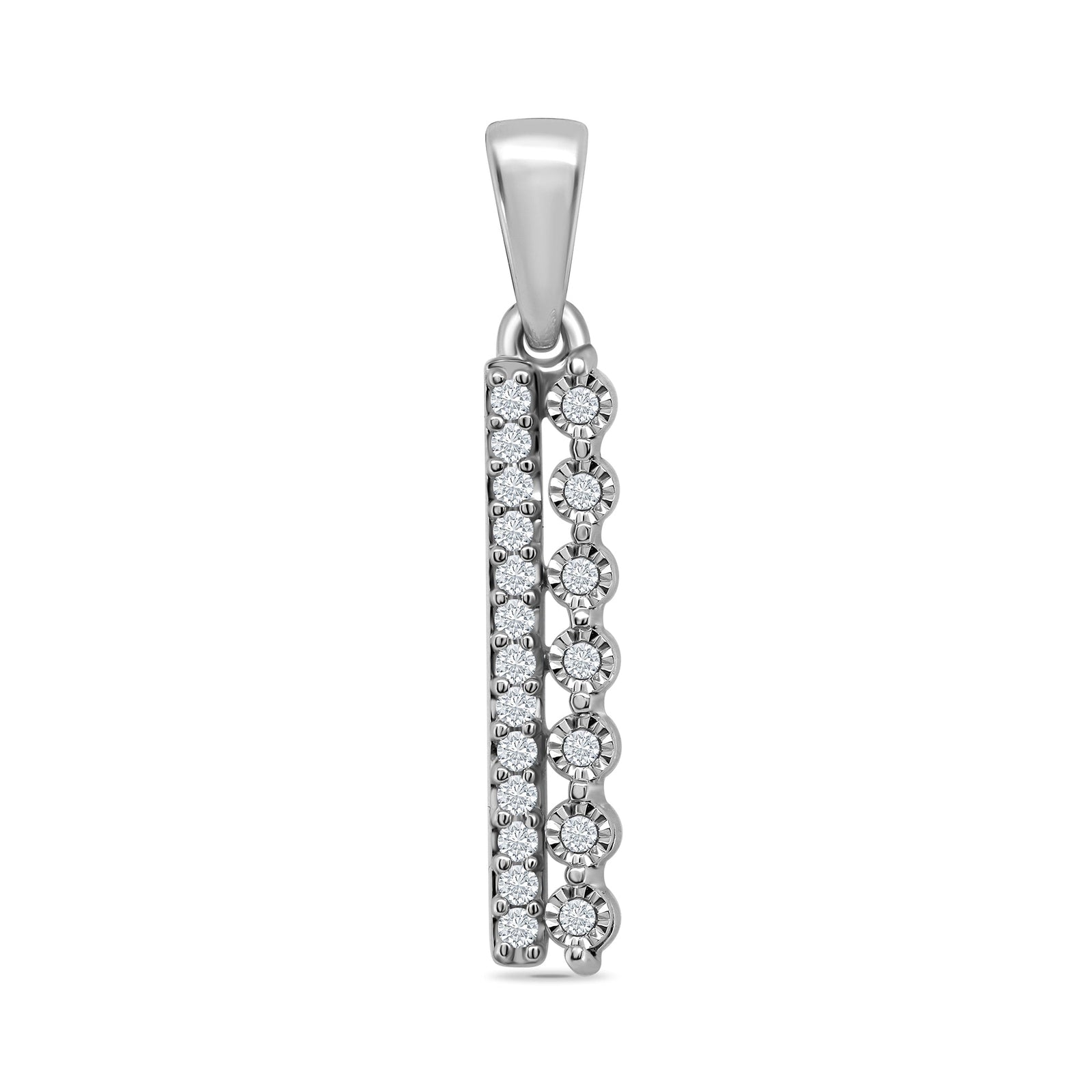 9ct white gold double row diamond bar pendant 0.07ct