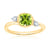 9ct gold 6mm cushion shape rub over set peridot & diamond ring 0.14ct