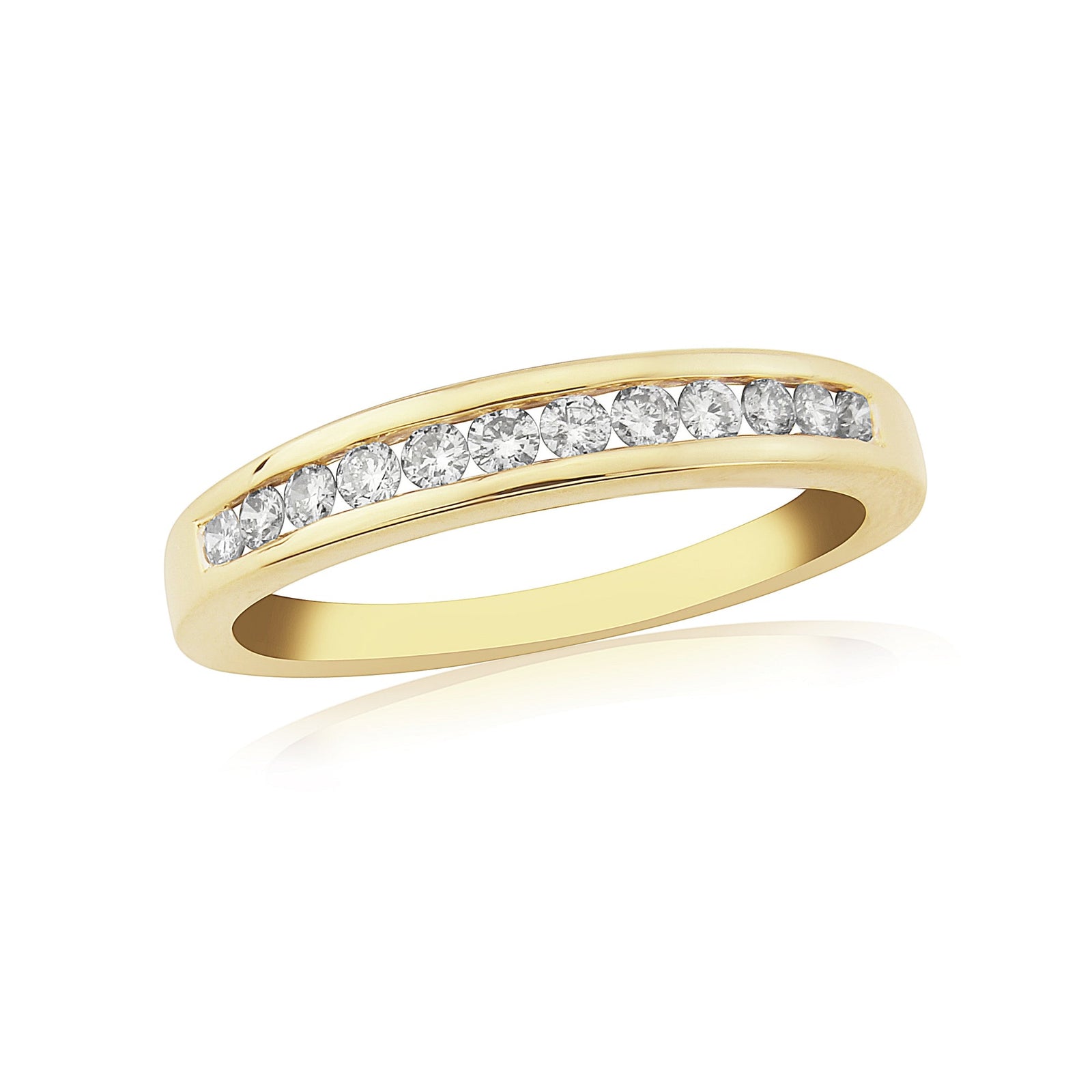 9ct gold channel set diamond half et ring 0.25ct