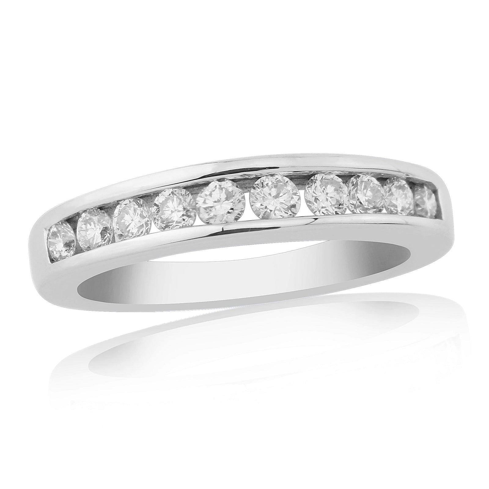 9ct white gold channel set diamond half et ring 0.50ct