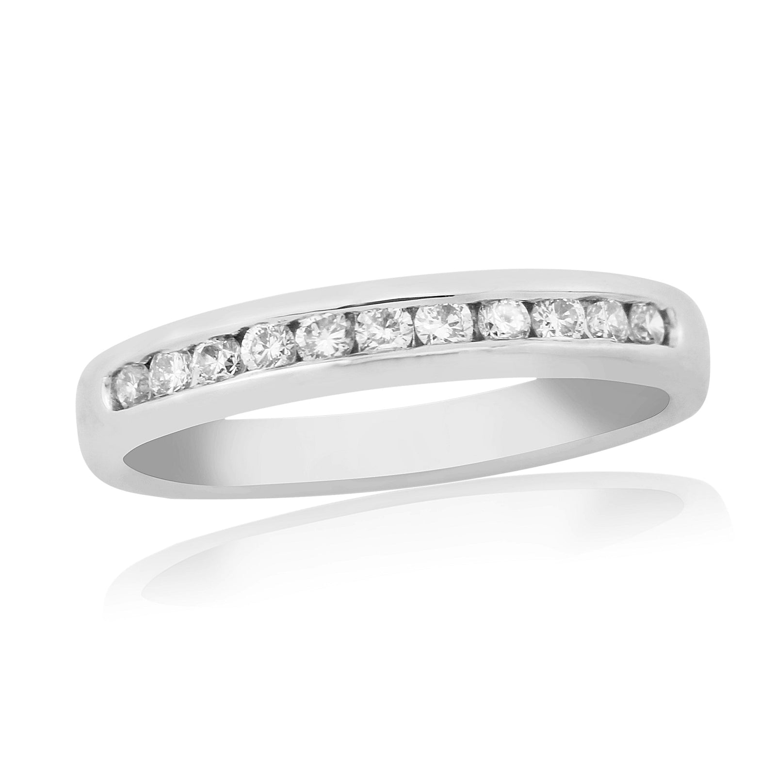 Platinum channel set diamond half et ring 0.25ct H/Si