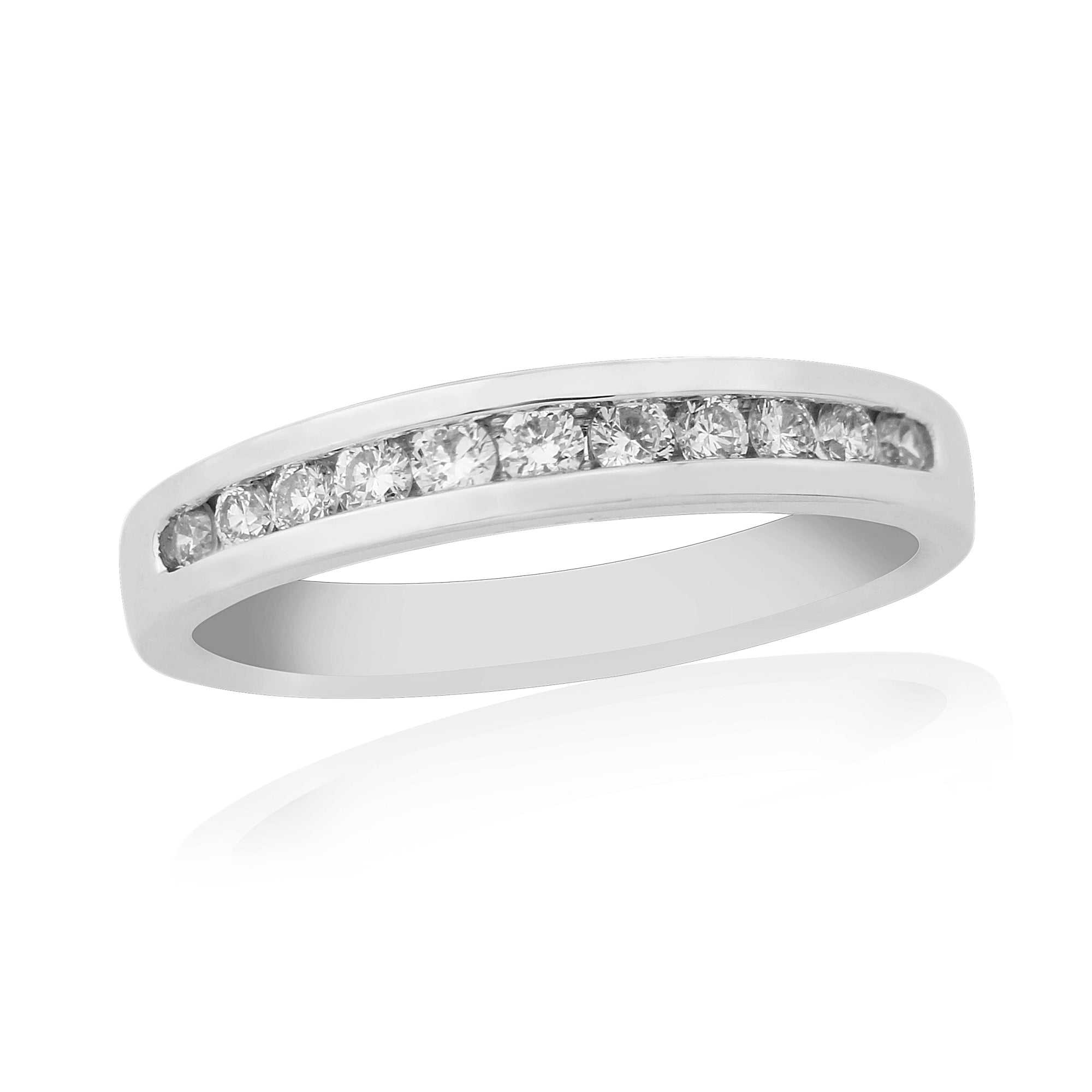 Platinum channel set diamond half et ring 0.33ct H/Si