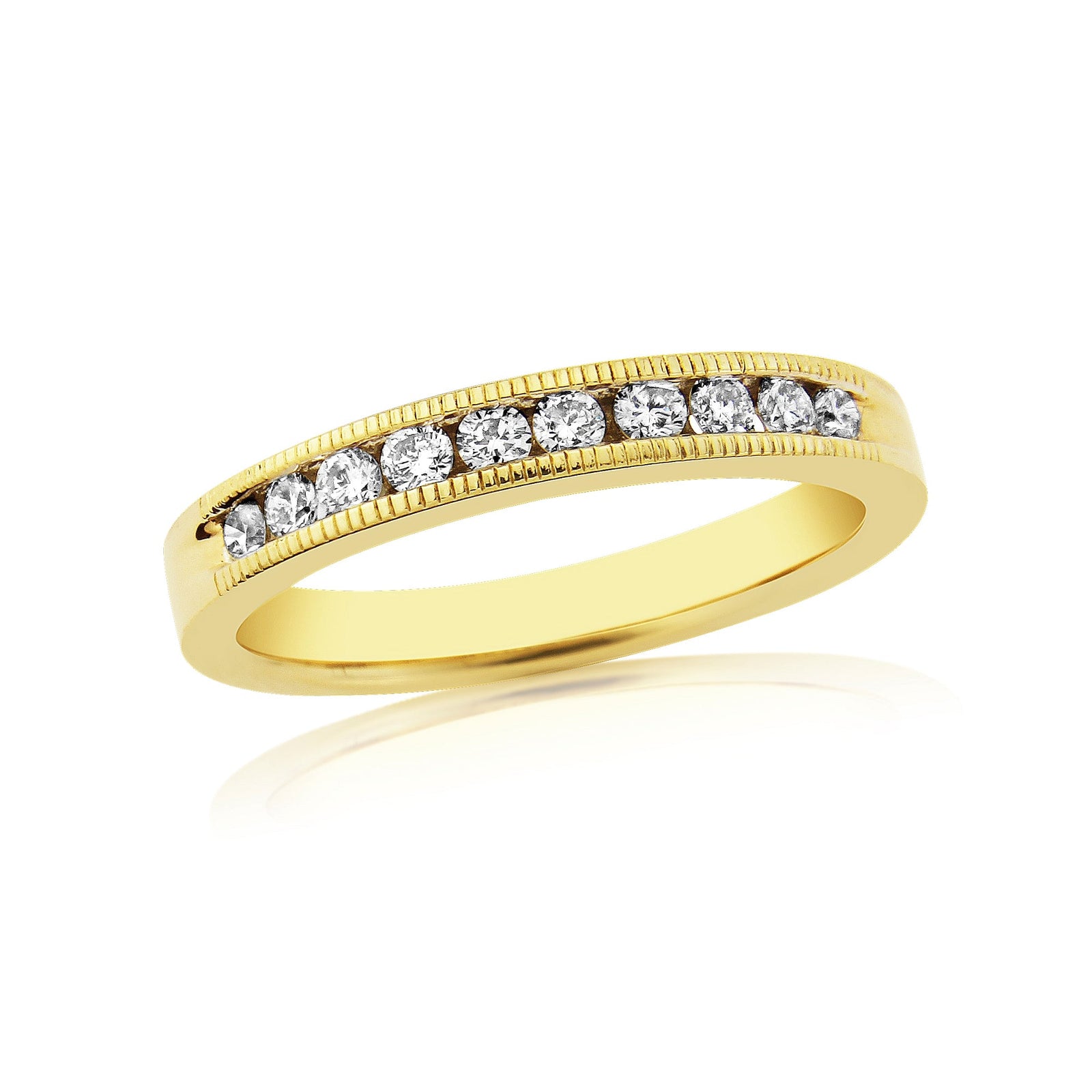 9ct gold milgrain edge channel set diamond half eternity ring 0.25ct