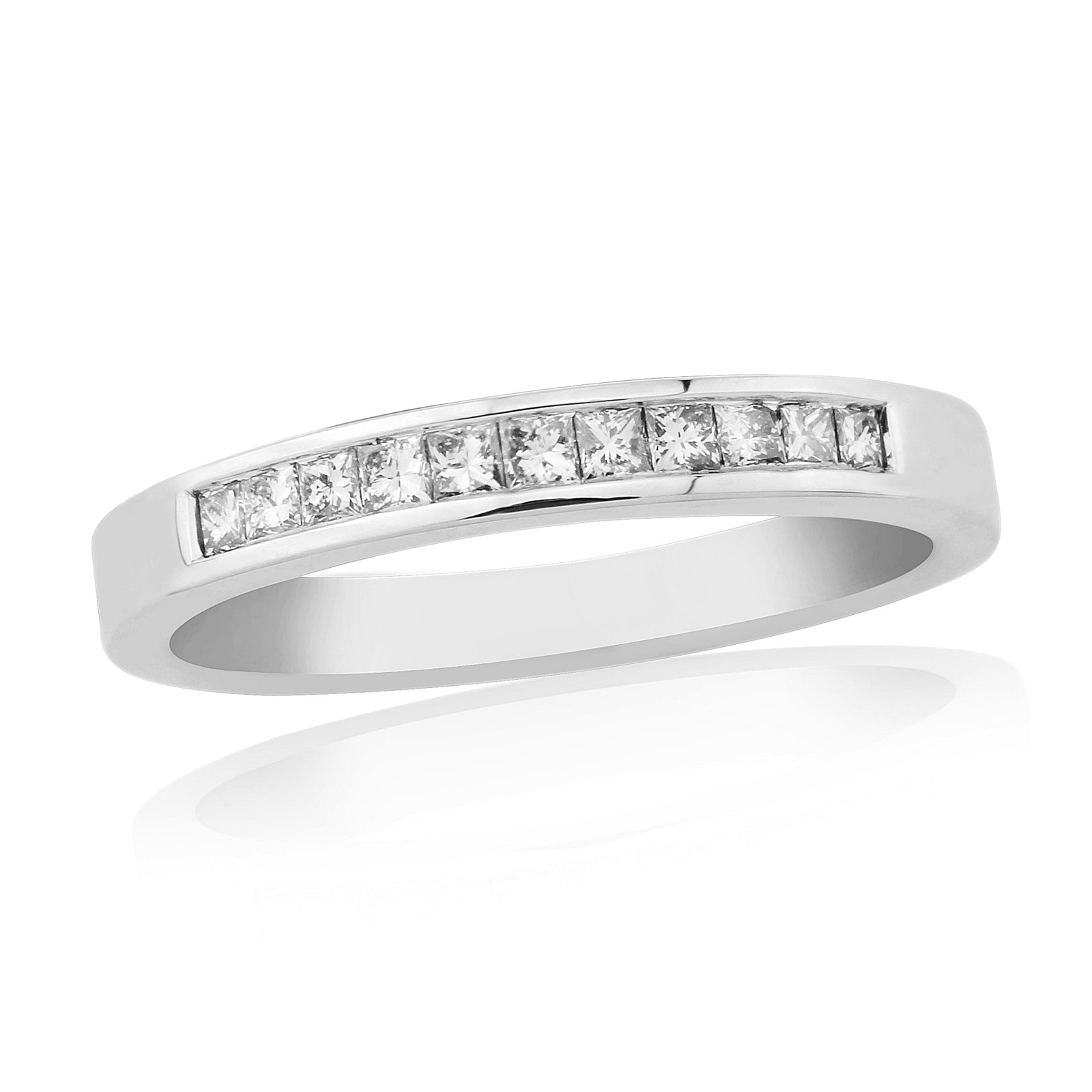 9ct white gold channel set princess cut diamond half eternity ring 0.25ct