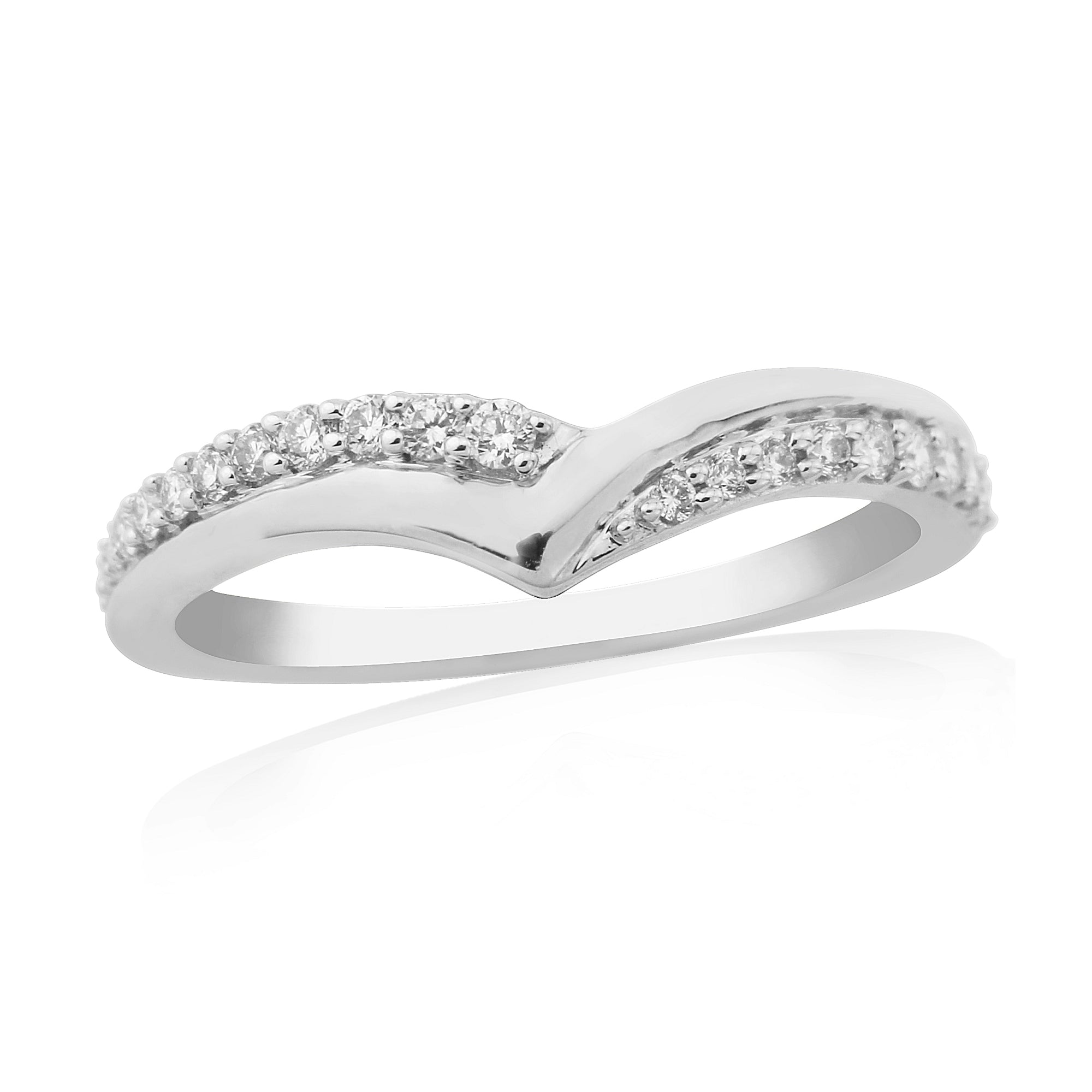 Platinum diamond set wishbone ring 0.20ct H/Si