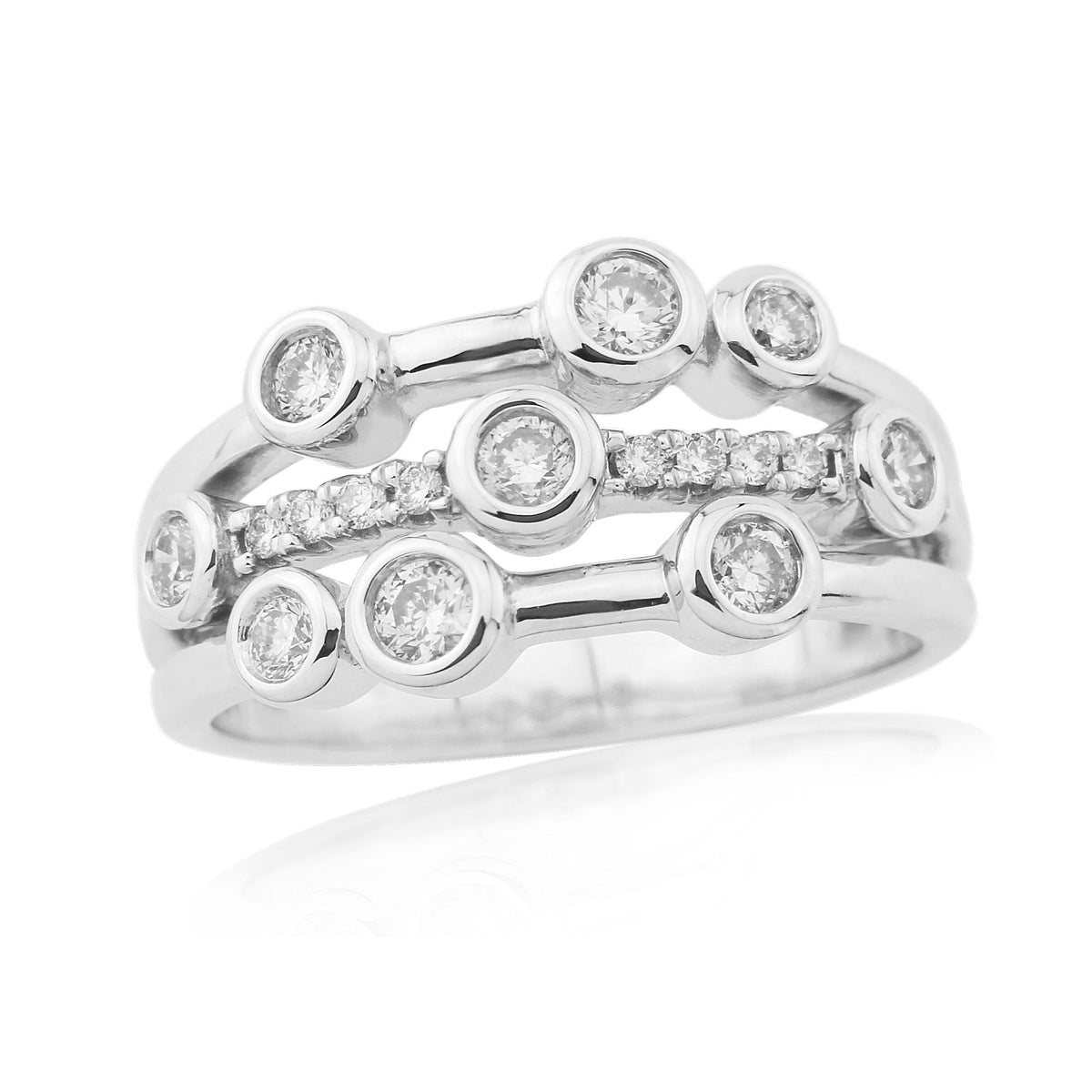 9ct white gold diamond set &#39;bubble&#39; style ring 0.50ct