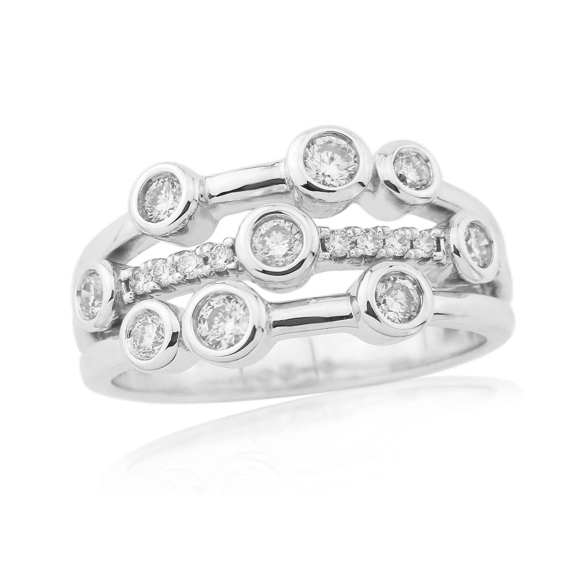 9ct white gold diamond set 'bubble' style ring 0.50ct