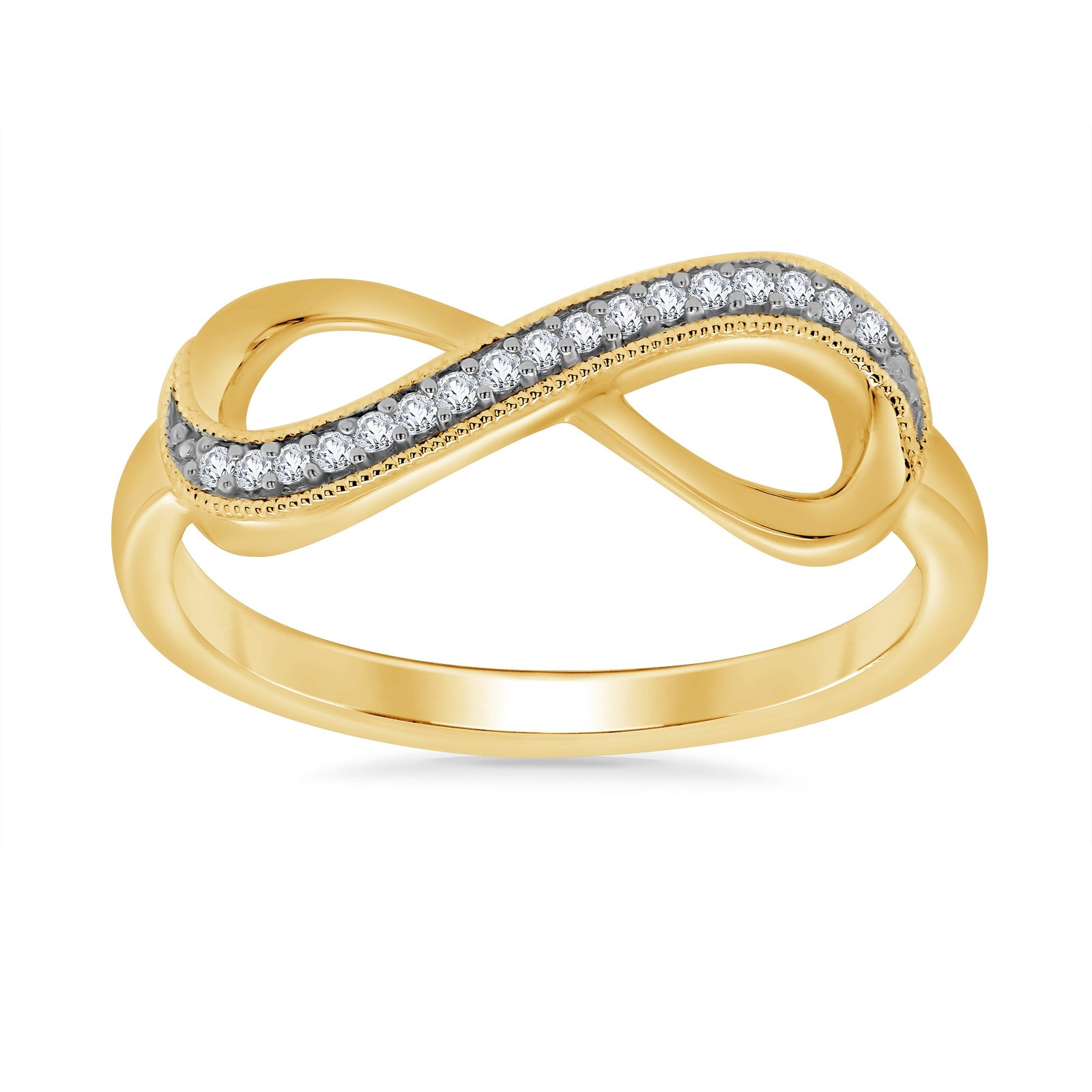 9ct gold diamond set infinity ring 0.07ct