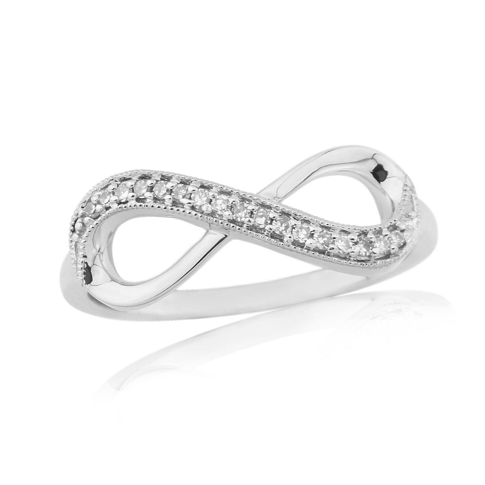 9ct white gold diamond set infinity ring 0.07ct