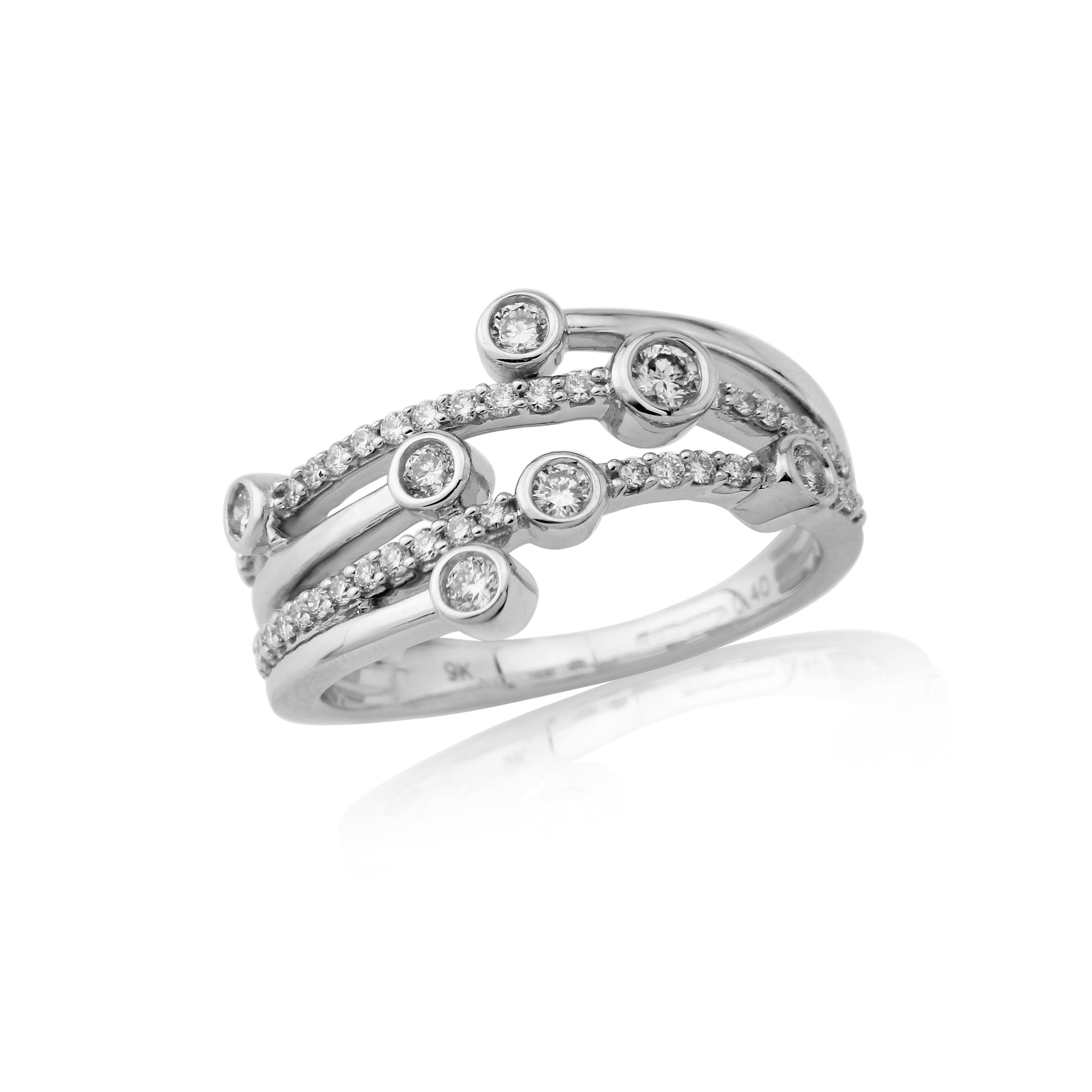 9ct white gold diamond set 'bubble' style ring 0.40ct